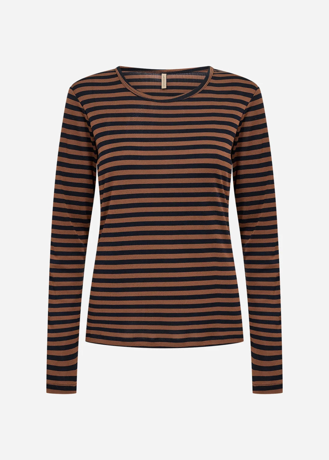 Helle Striped Top In Tan & Navy