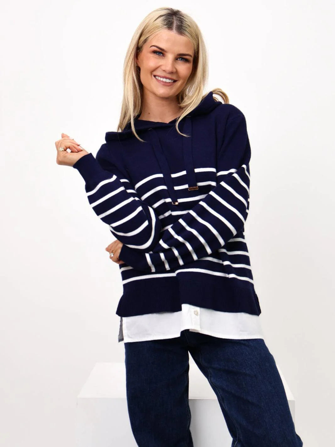 Kate & Pippa Sam Jumper In Navy & White stripe