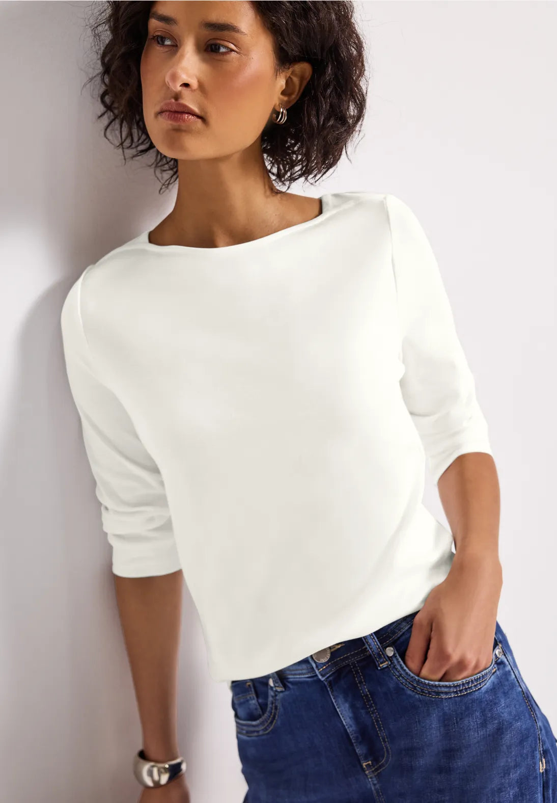 Street One Boat neckline Top In Off white