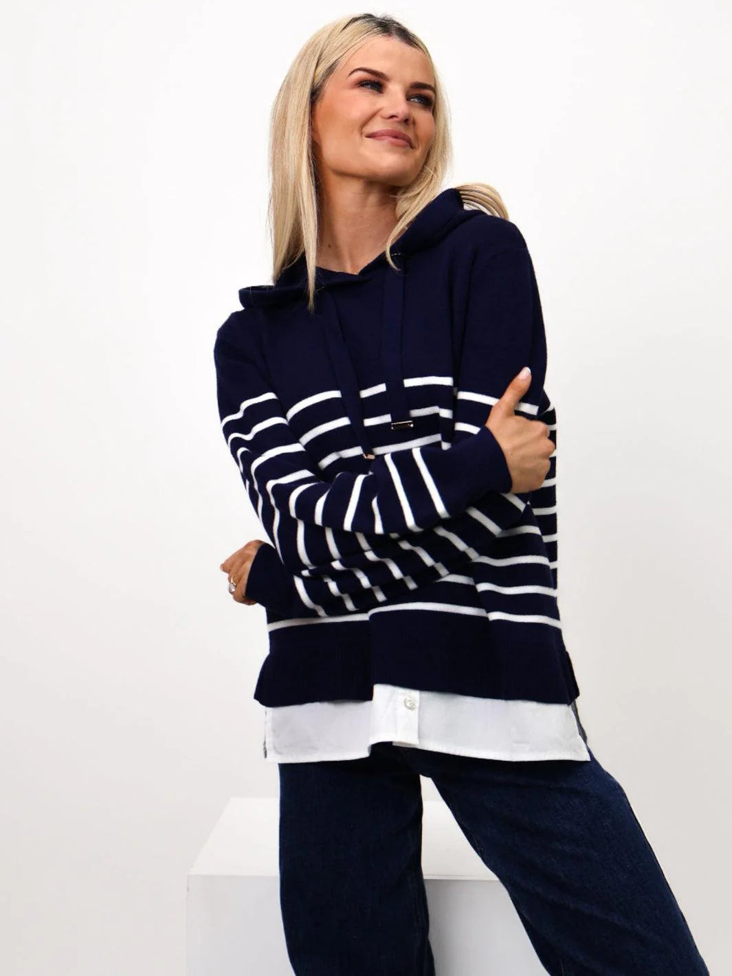 Kate & Pippa Sam Jumper In Navy & White stripe