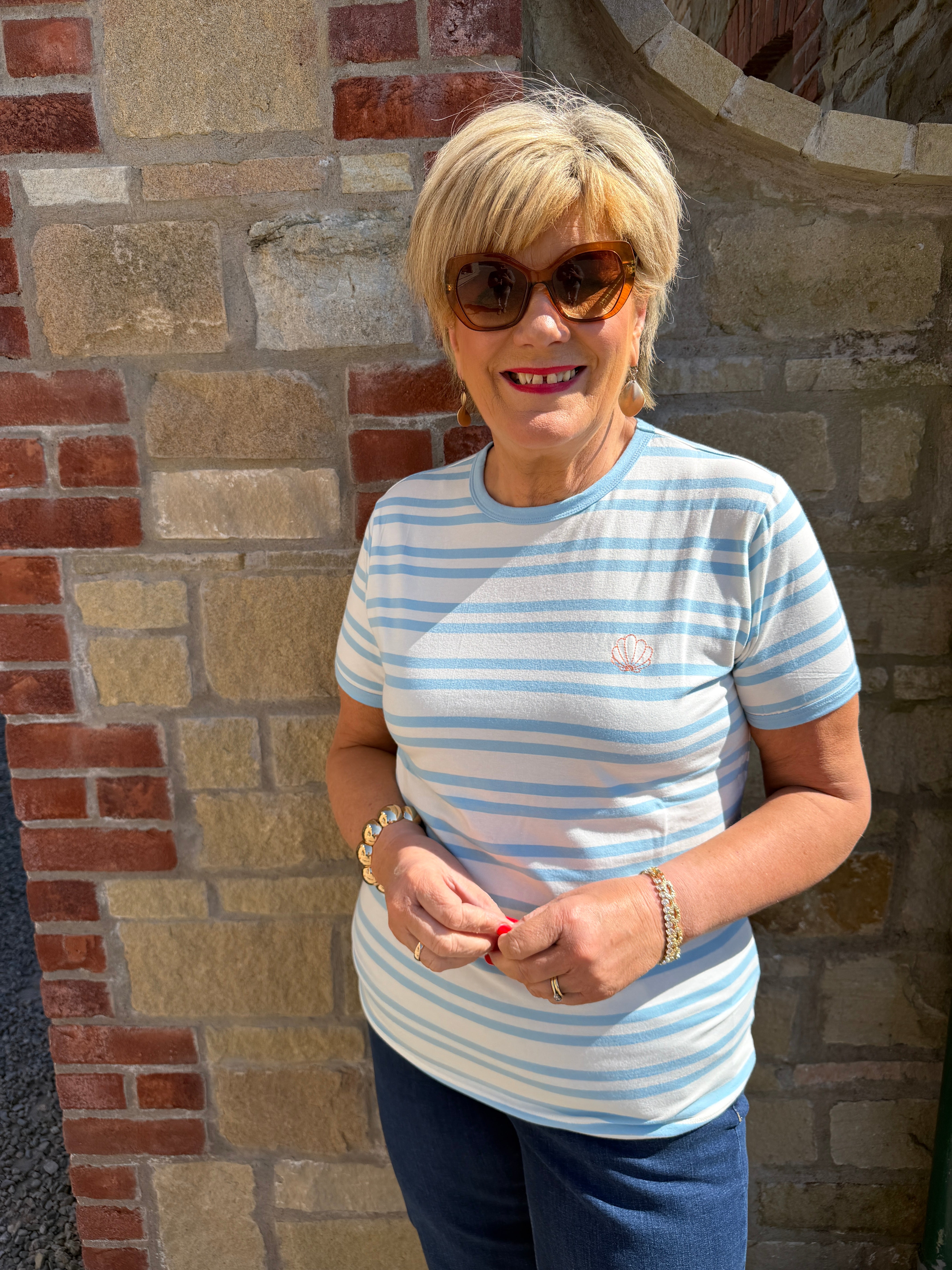 Saint Tropez striped t-shirt in cerulean blue
