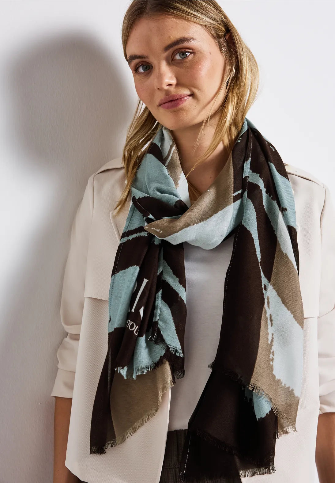 Street One Print Scarf In Arona Blue