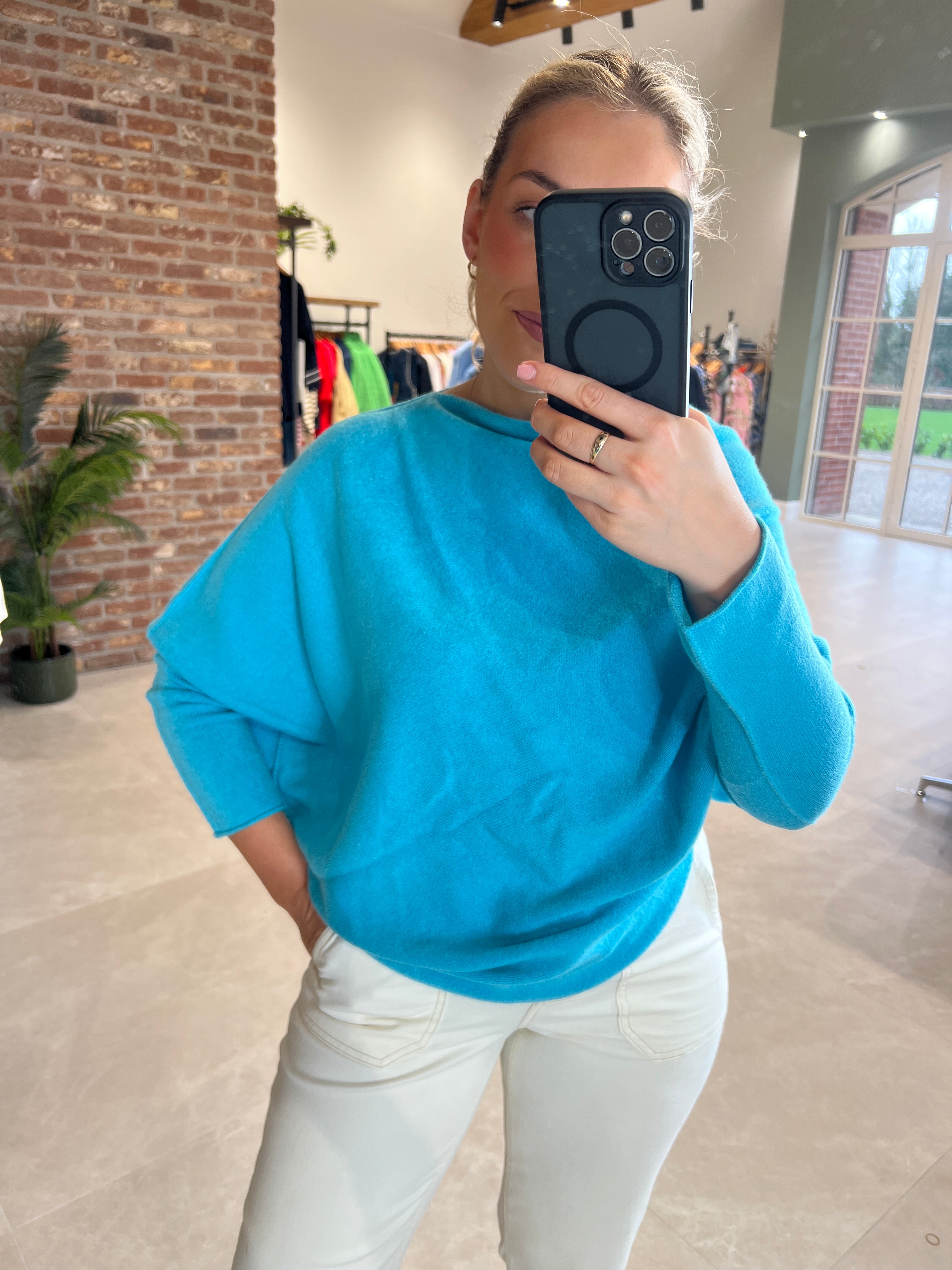 Deck By Decollage Asymmetric Knit In Turquoise