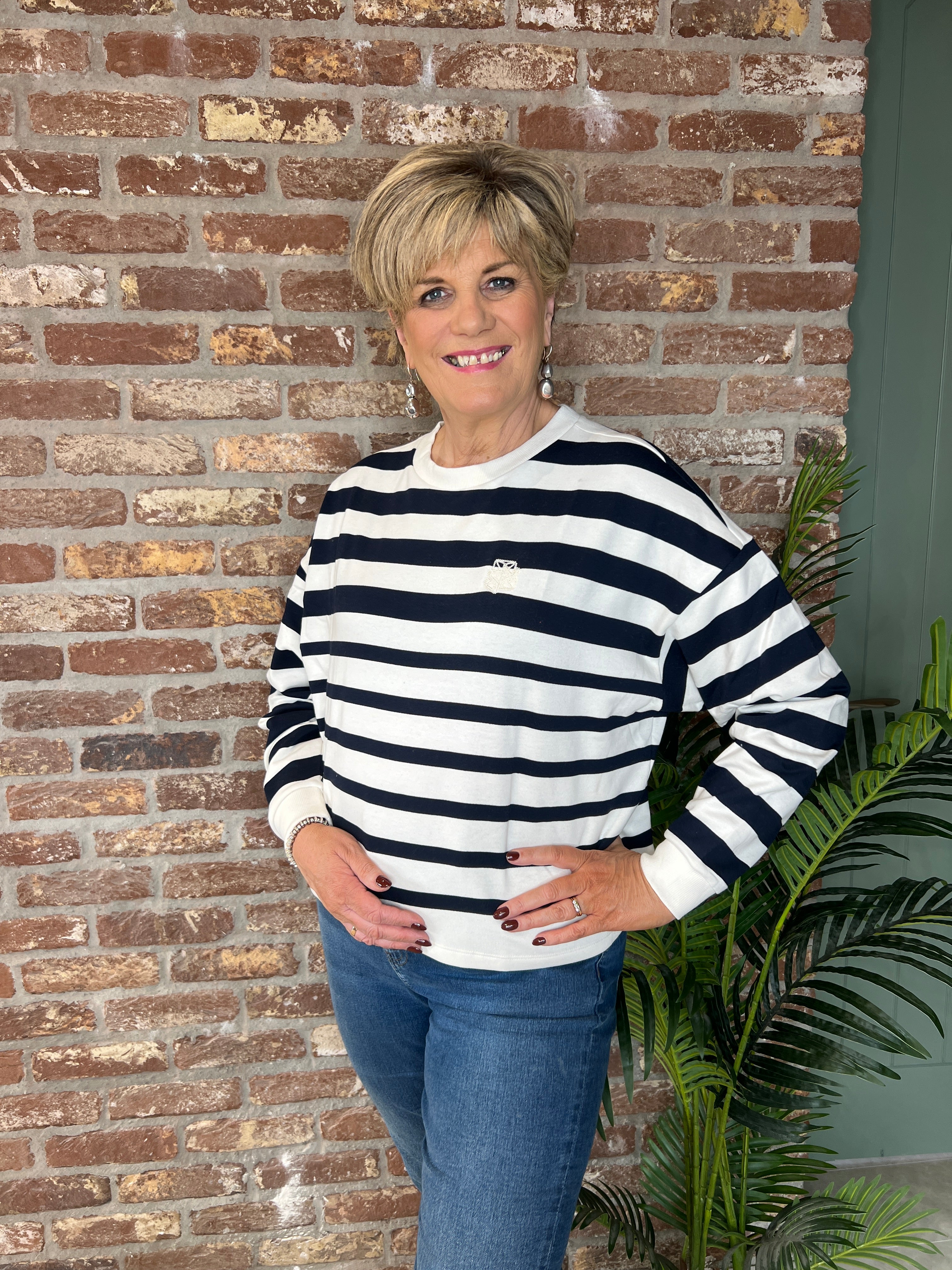 Saint Tropez Striped Sweatshirt In Navy multi