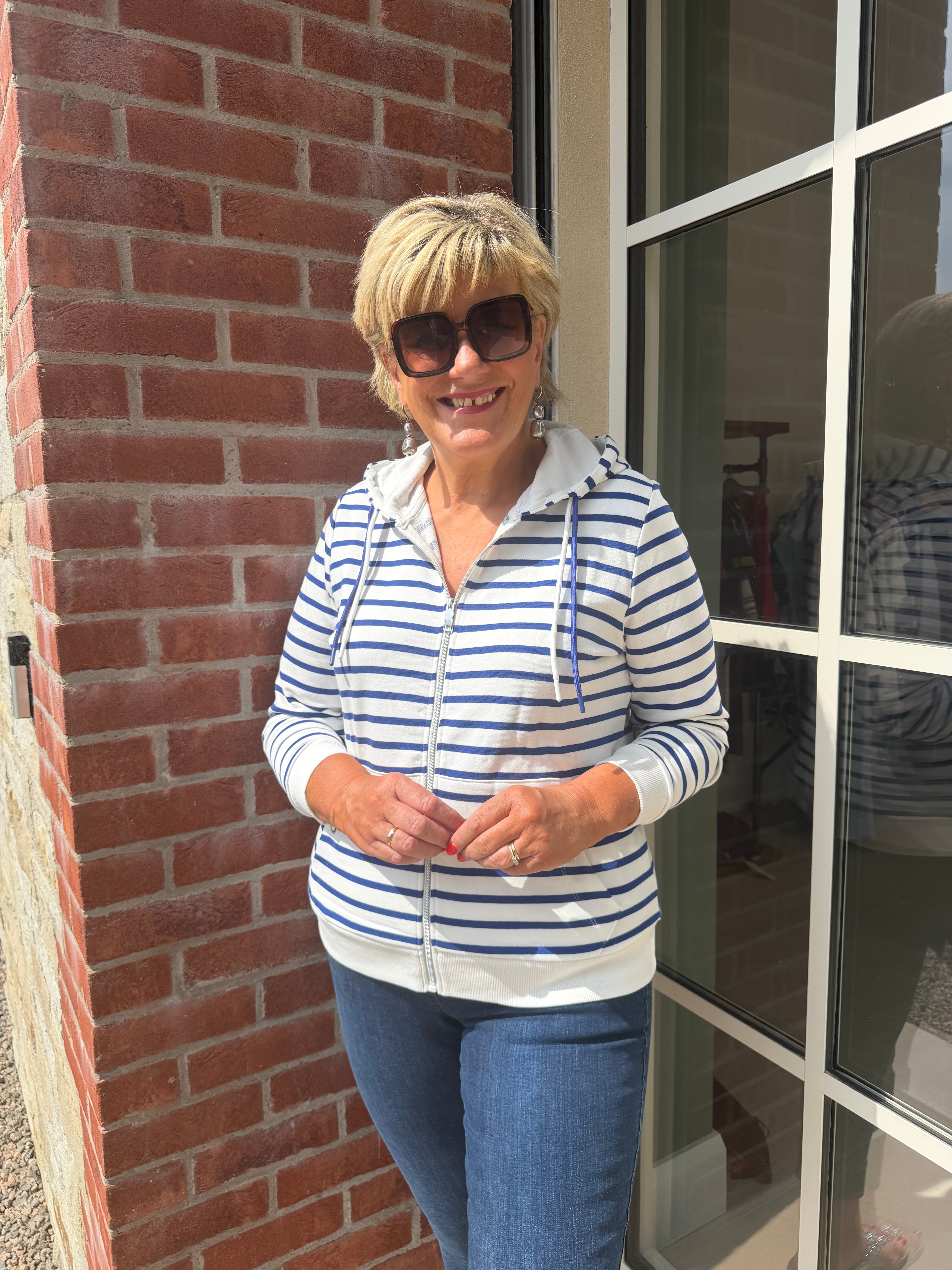 Cecil Structured Striped Jacket In blue & white