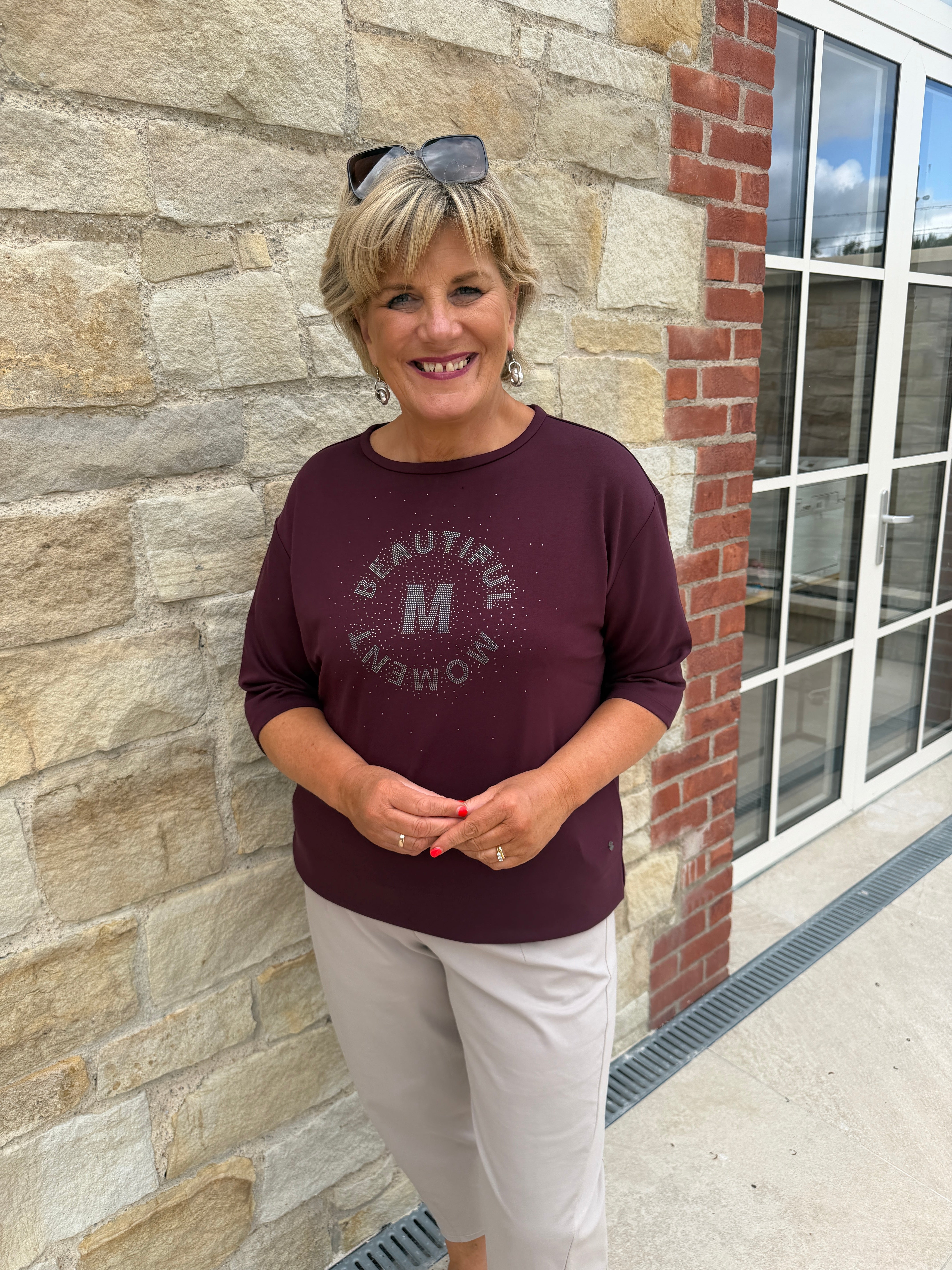 Monari Sparkle Sweatshirt In Dark Bordeaux
