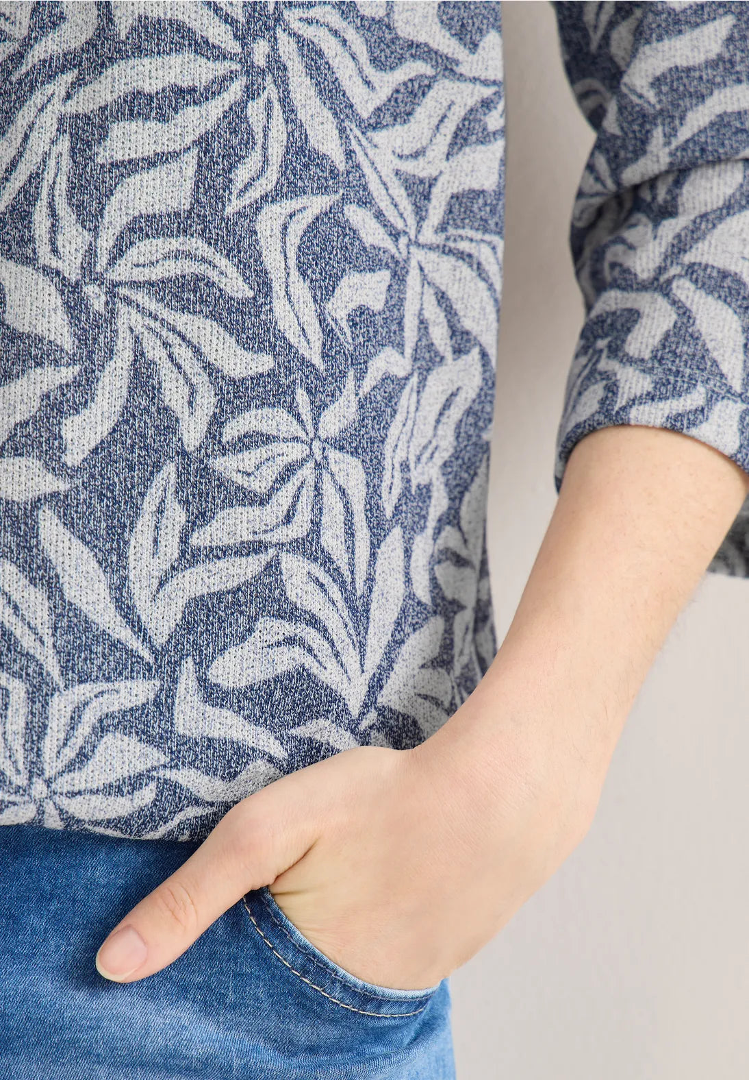 Cecil floral print hoodie In sporty denim