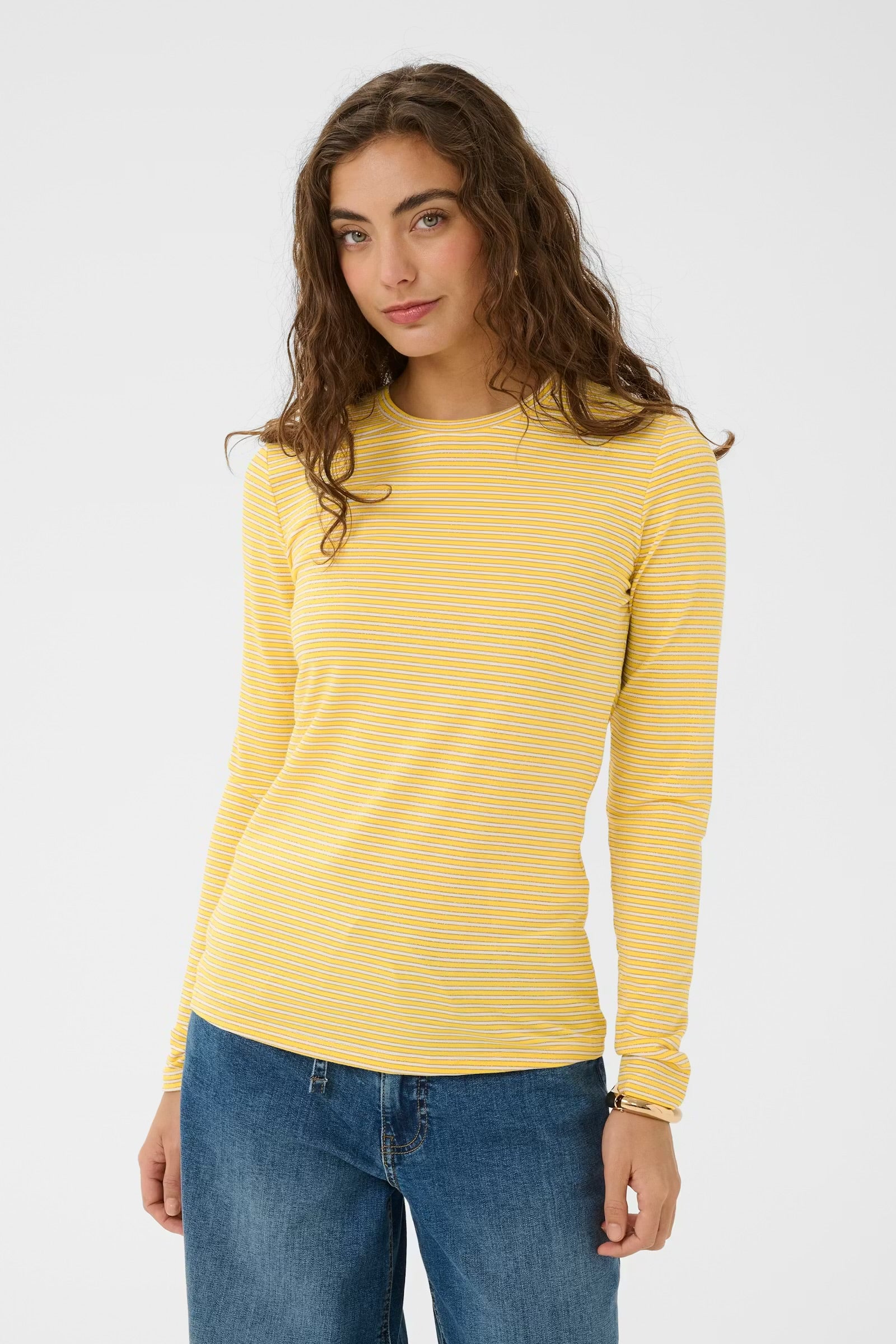 Culture Striped Top In Yellow & White