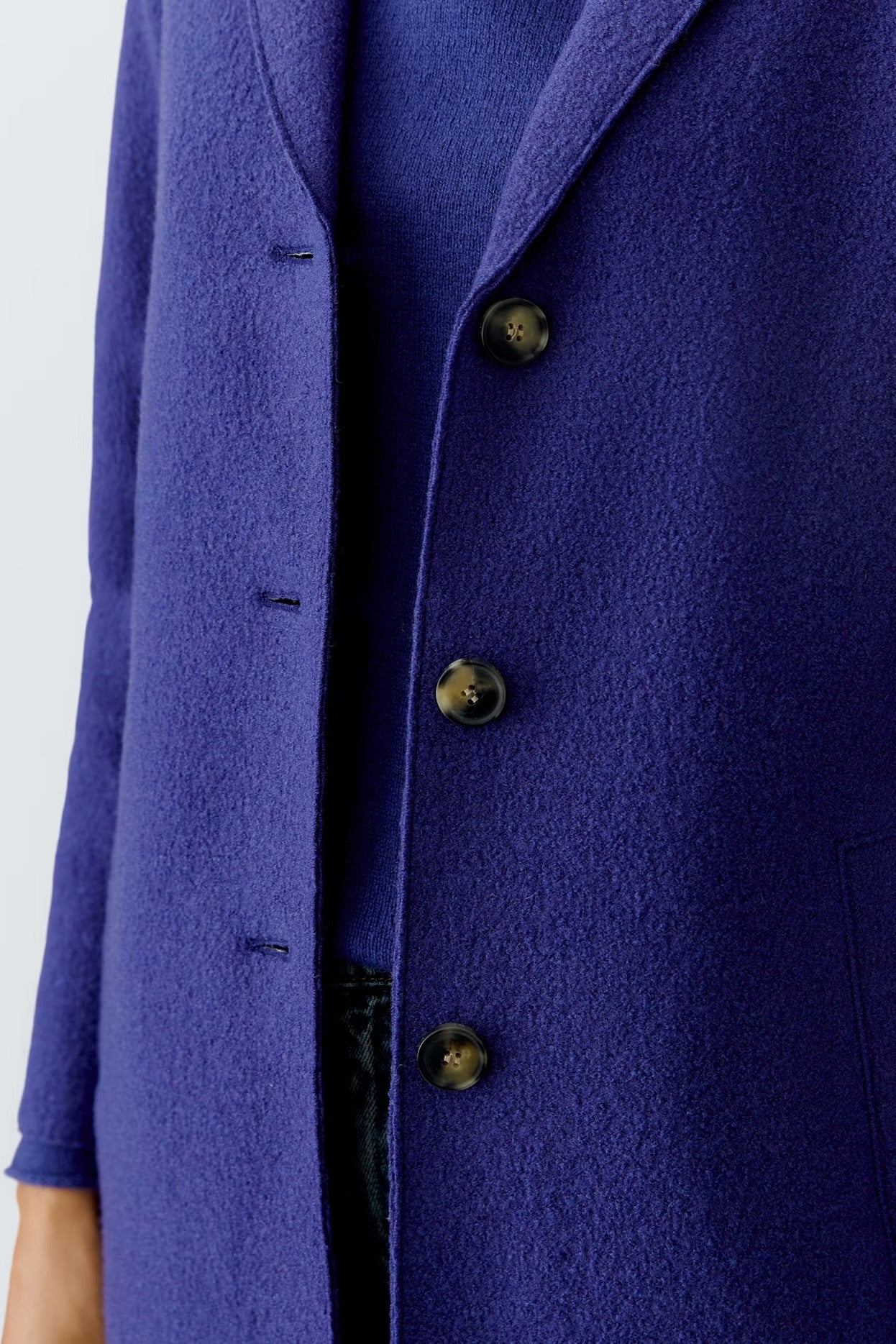 Oui Mayson Boiled Wool Coat In Blue Ribbon
