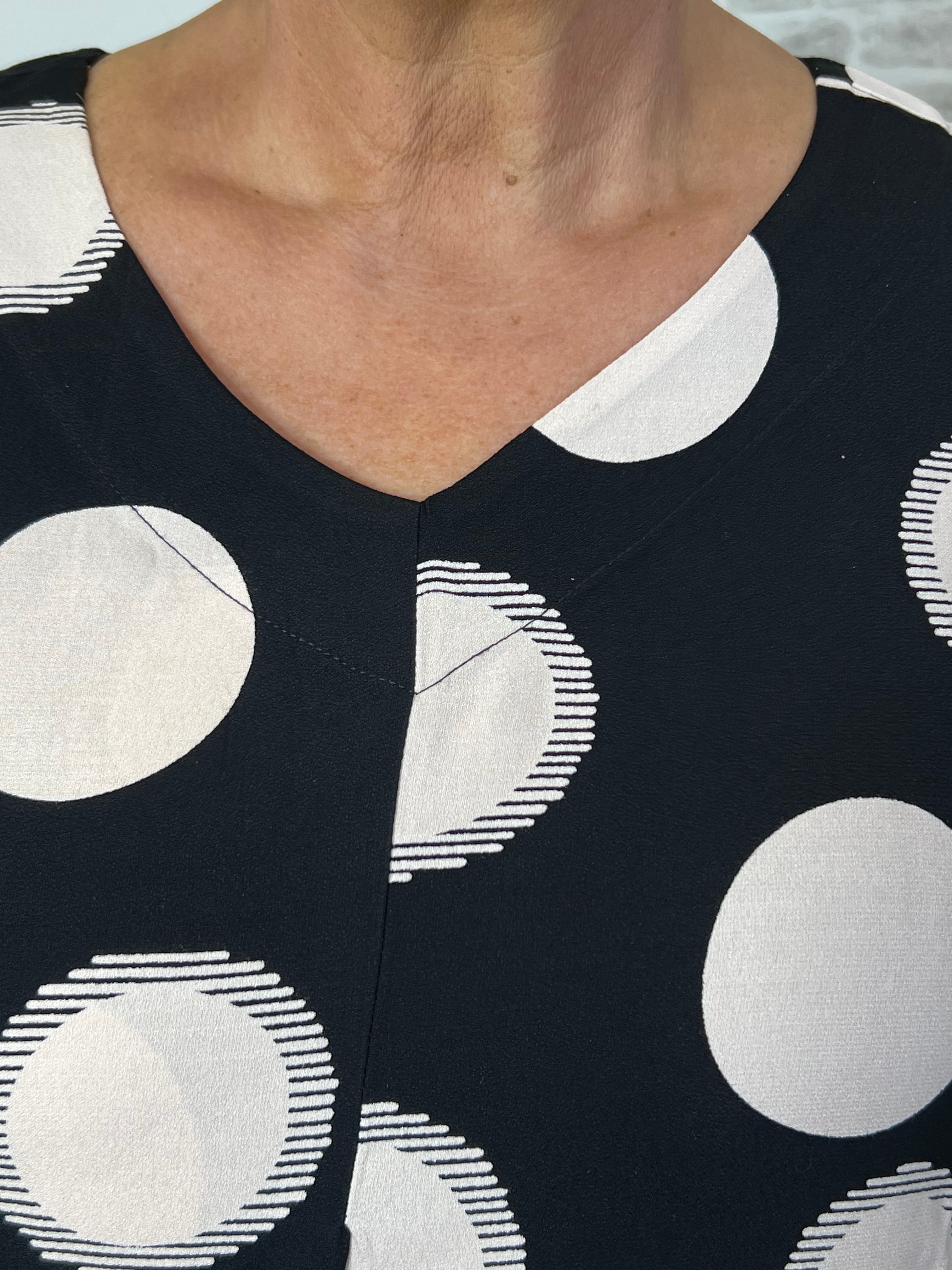 Ever Sassy Spot Patterned Dress In Black Multi
