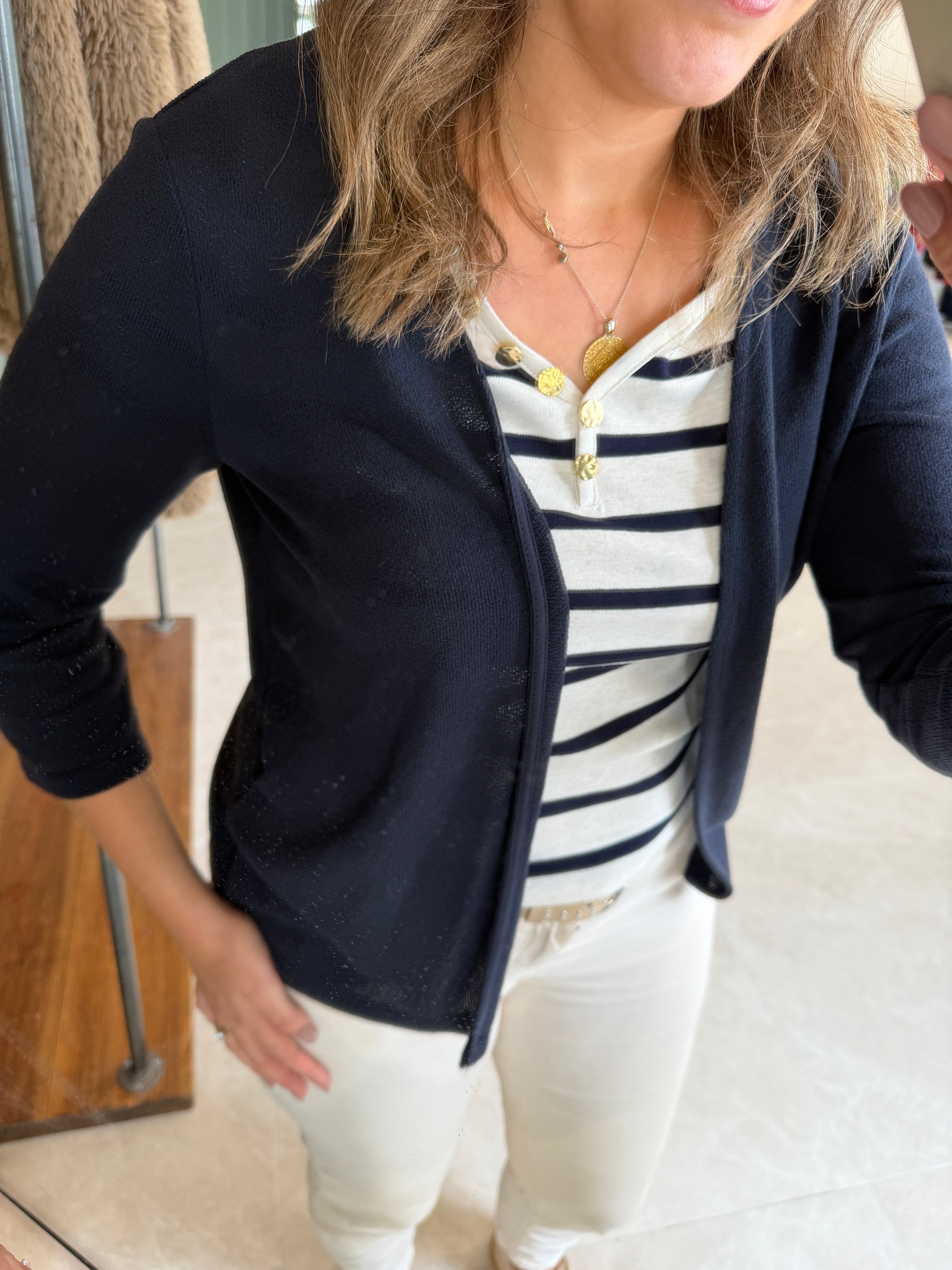 Cecil Crepe Over Jacket In Navy
