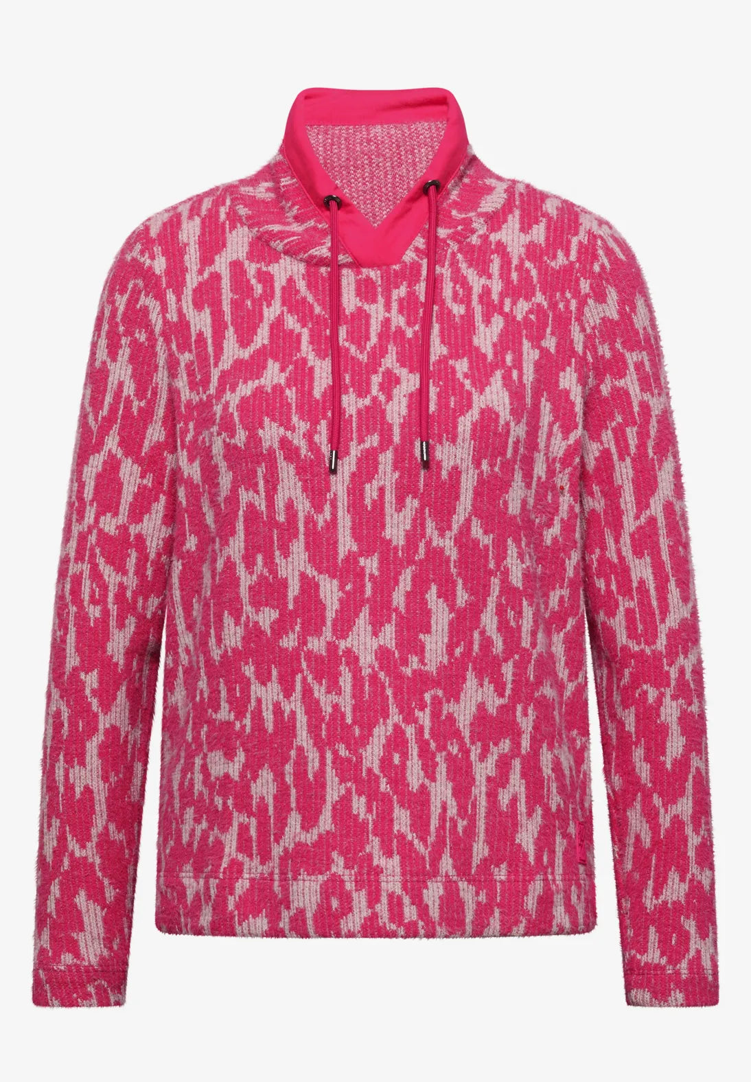 Rib feather yarn jumper in pink flash