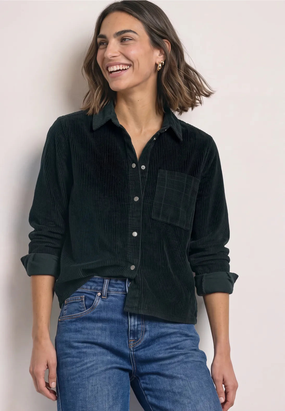 Corduroy mix jacket in stormy green