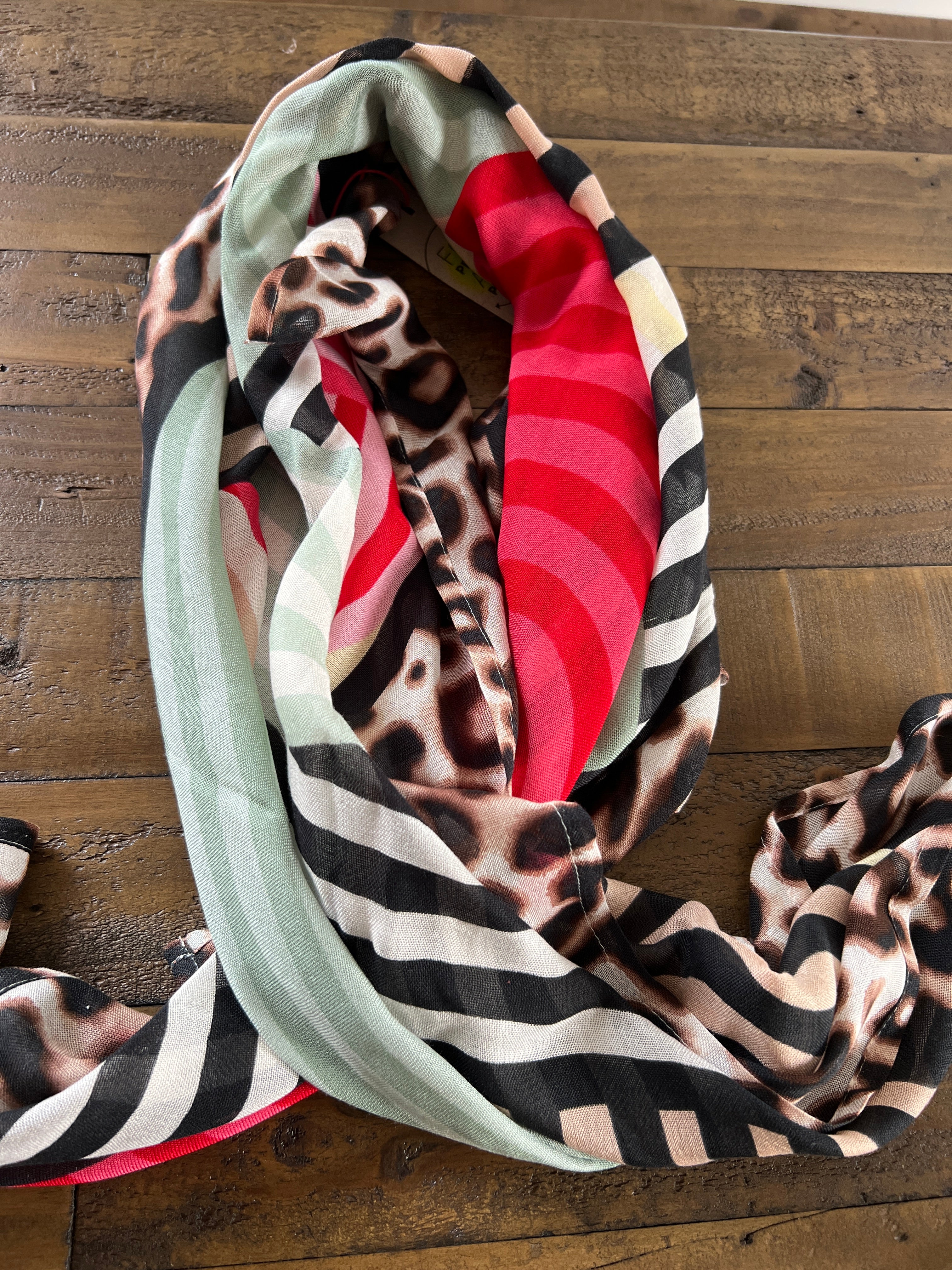Street One leopard Square Scarf In Red Multi