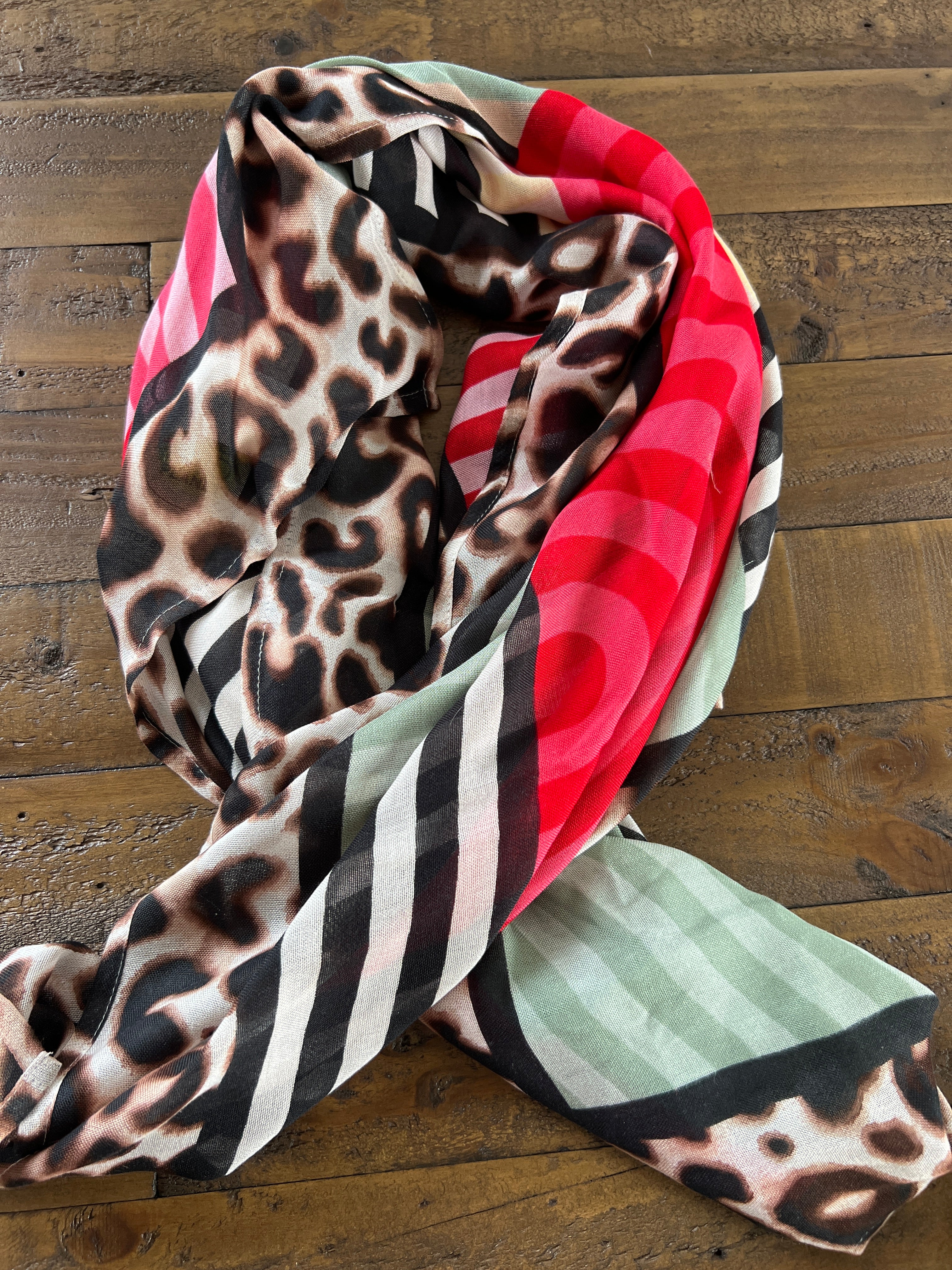 Street One leopard Square Scarf In Red Multi