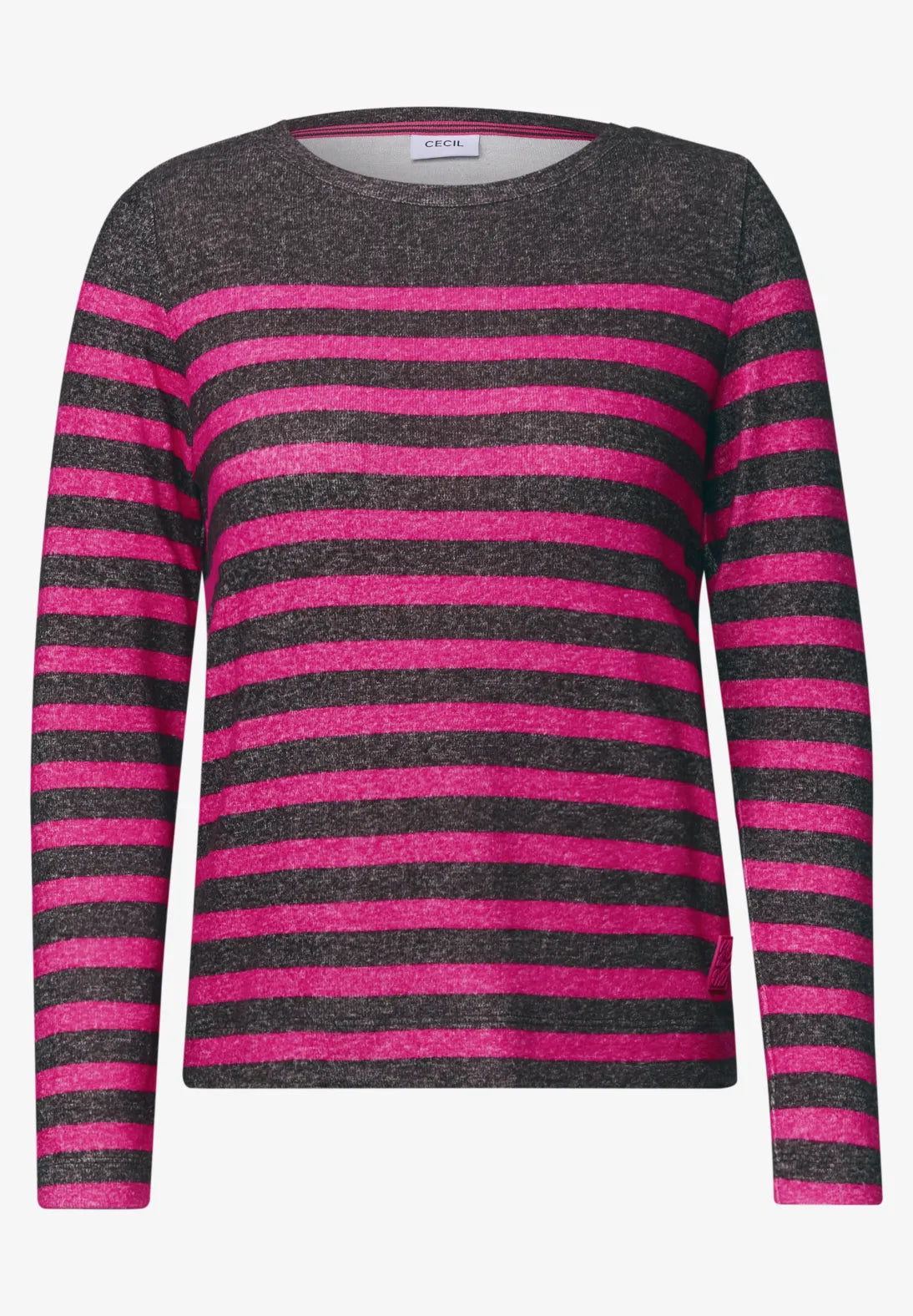 Striped jumper in truffle brown melange