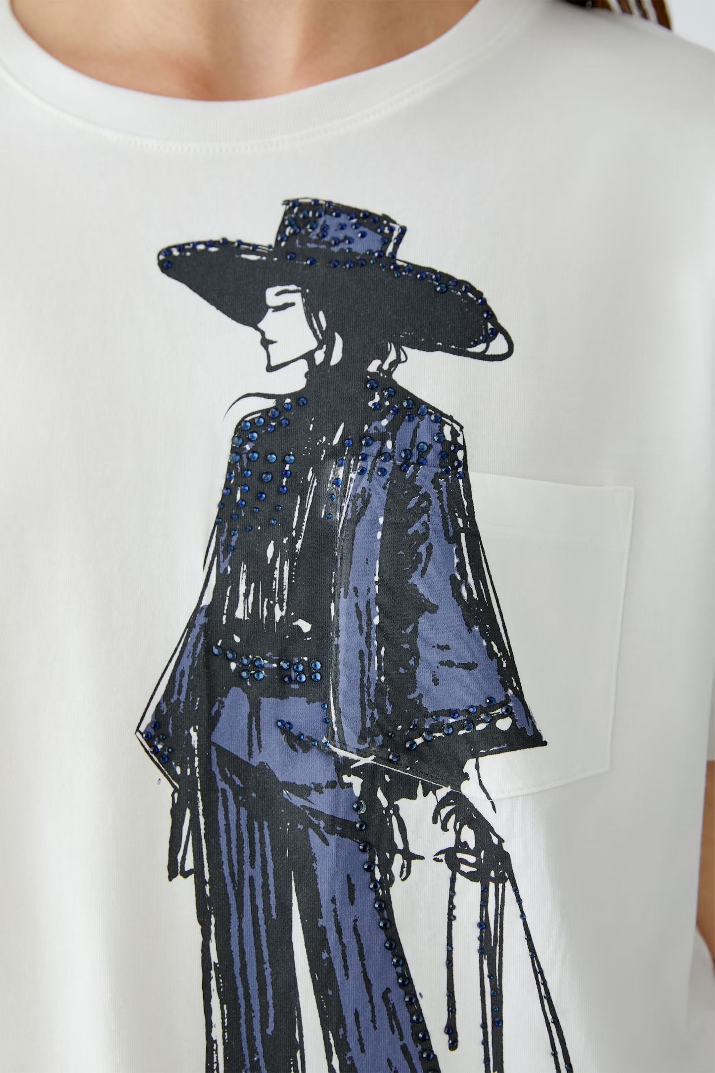 Oui Motif T-shirt In Cloud Dancer