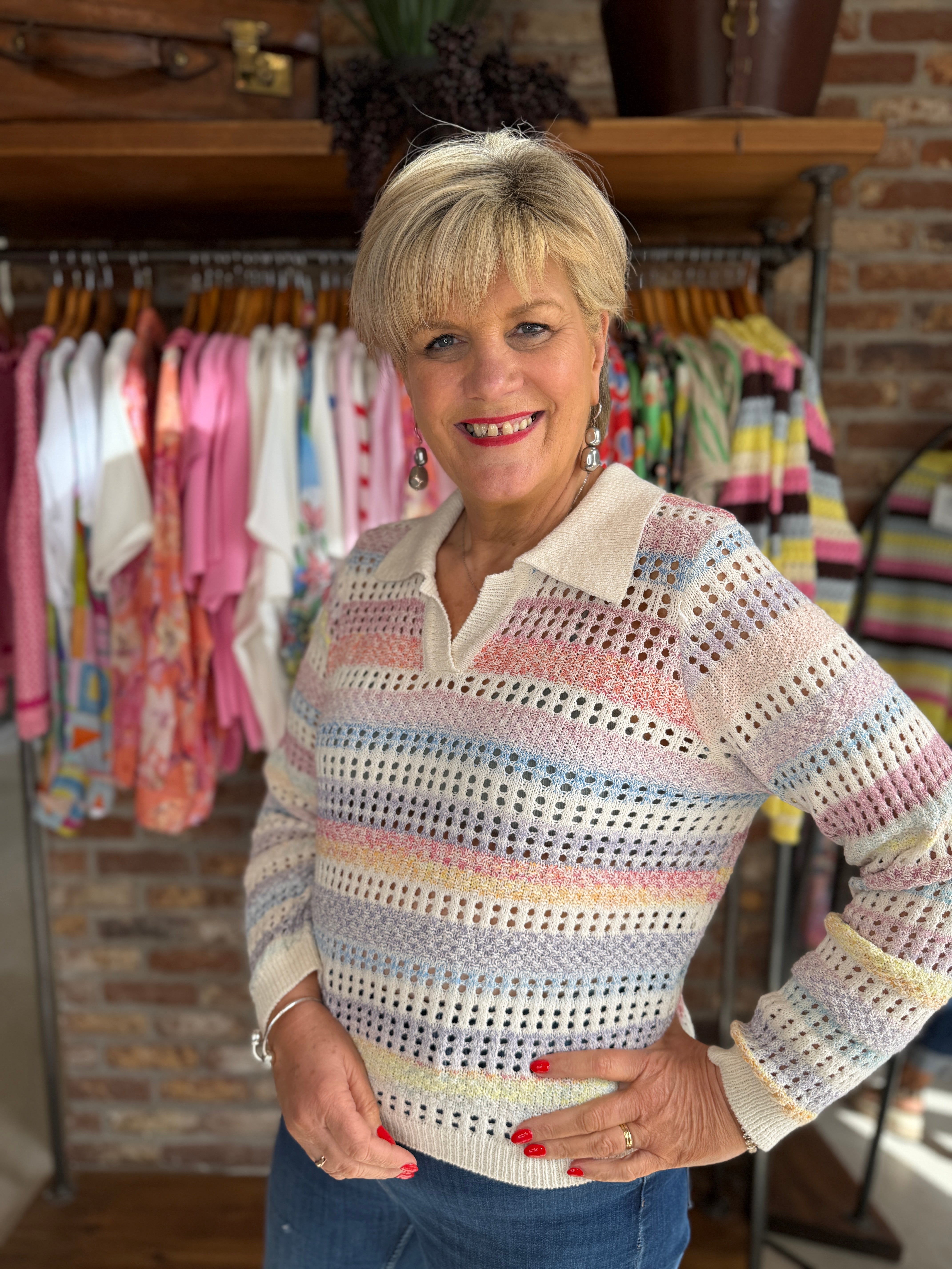 Culture Striped Pullover In Multi stripe