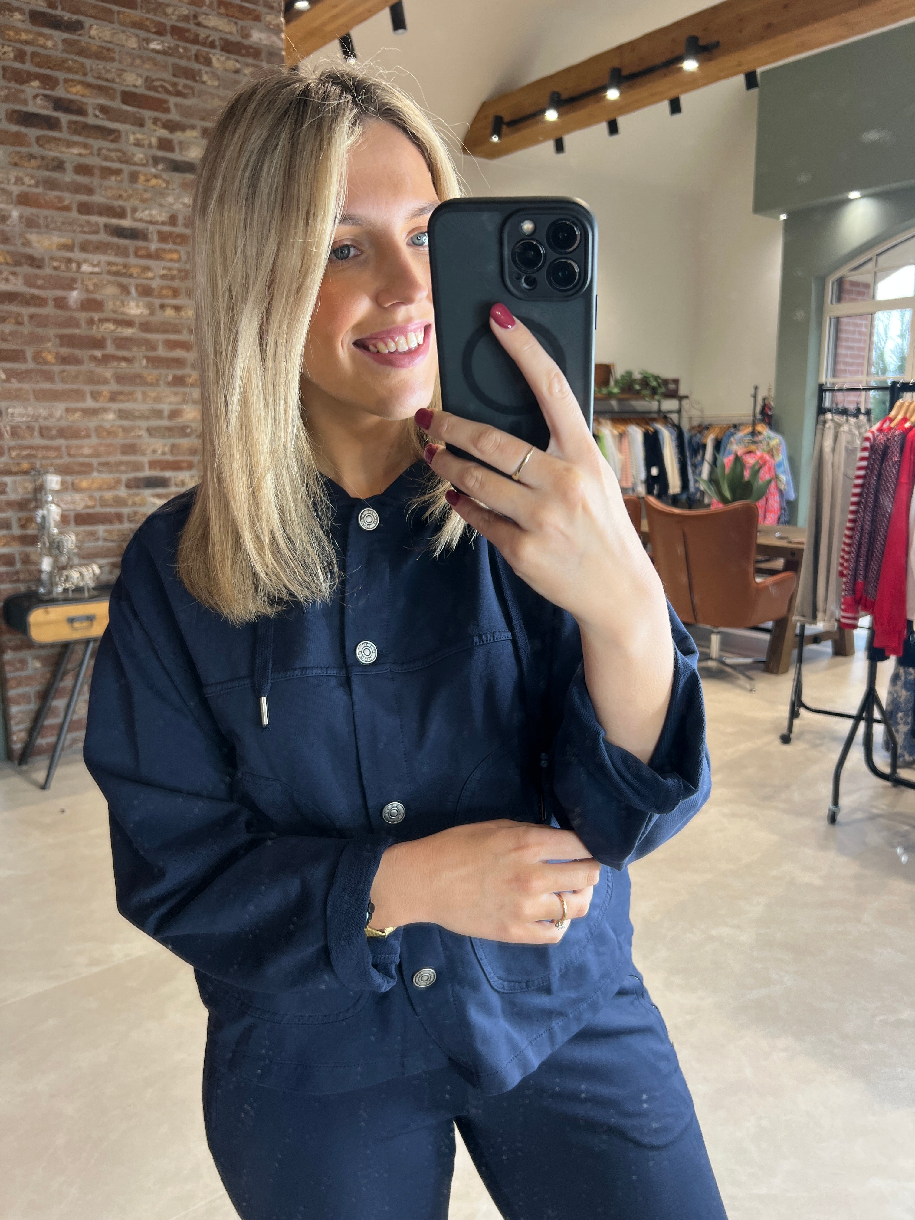 Deck By Decollage Hooded Jacket In Navy