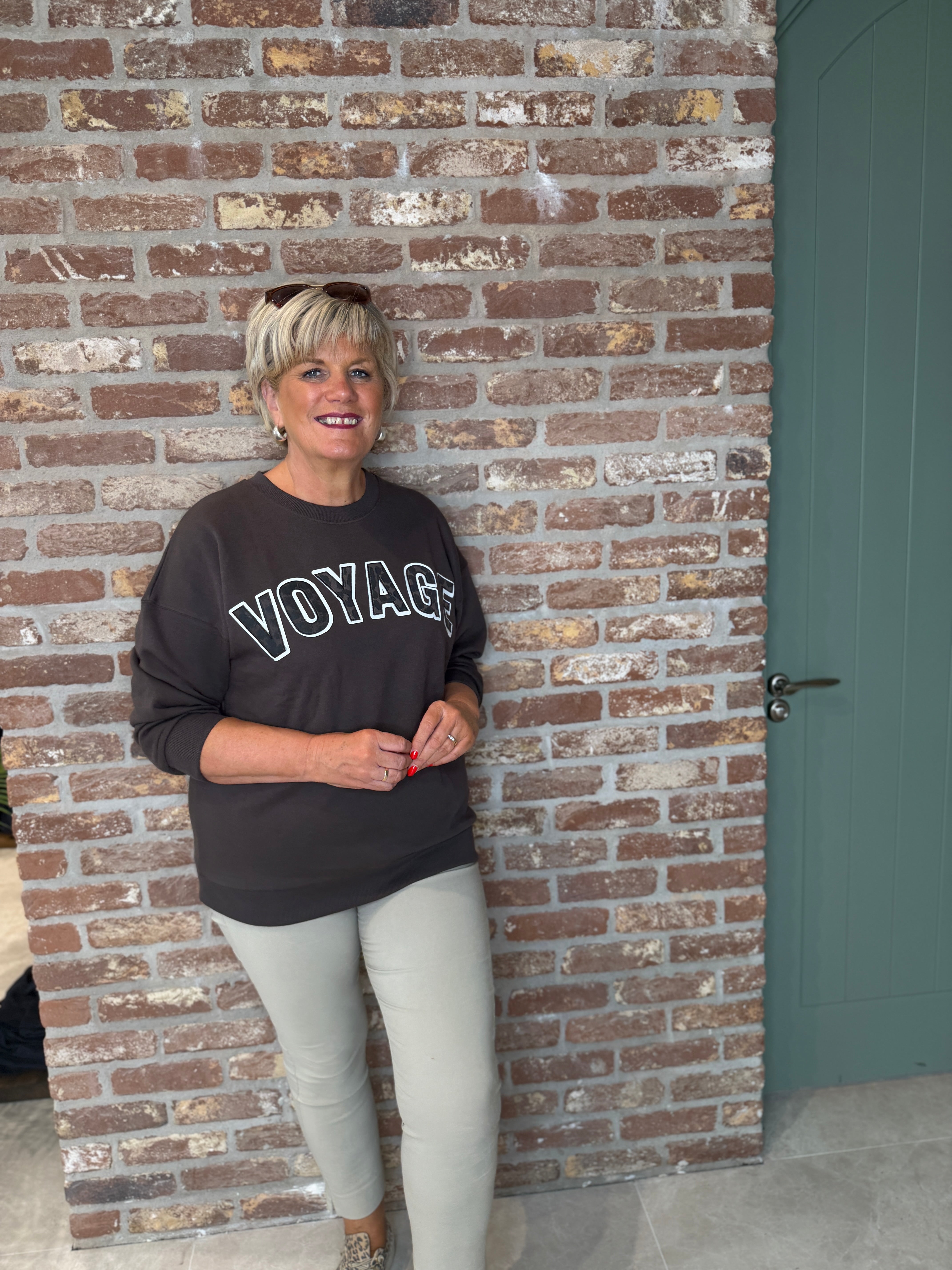 Oui Voyage Jumper With Leopard in brown