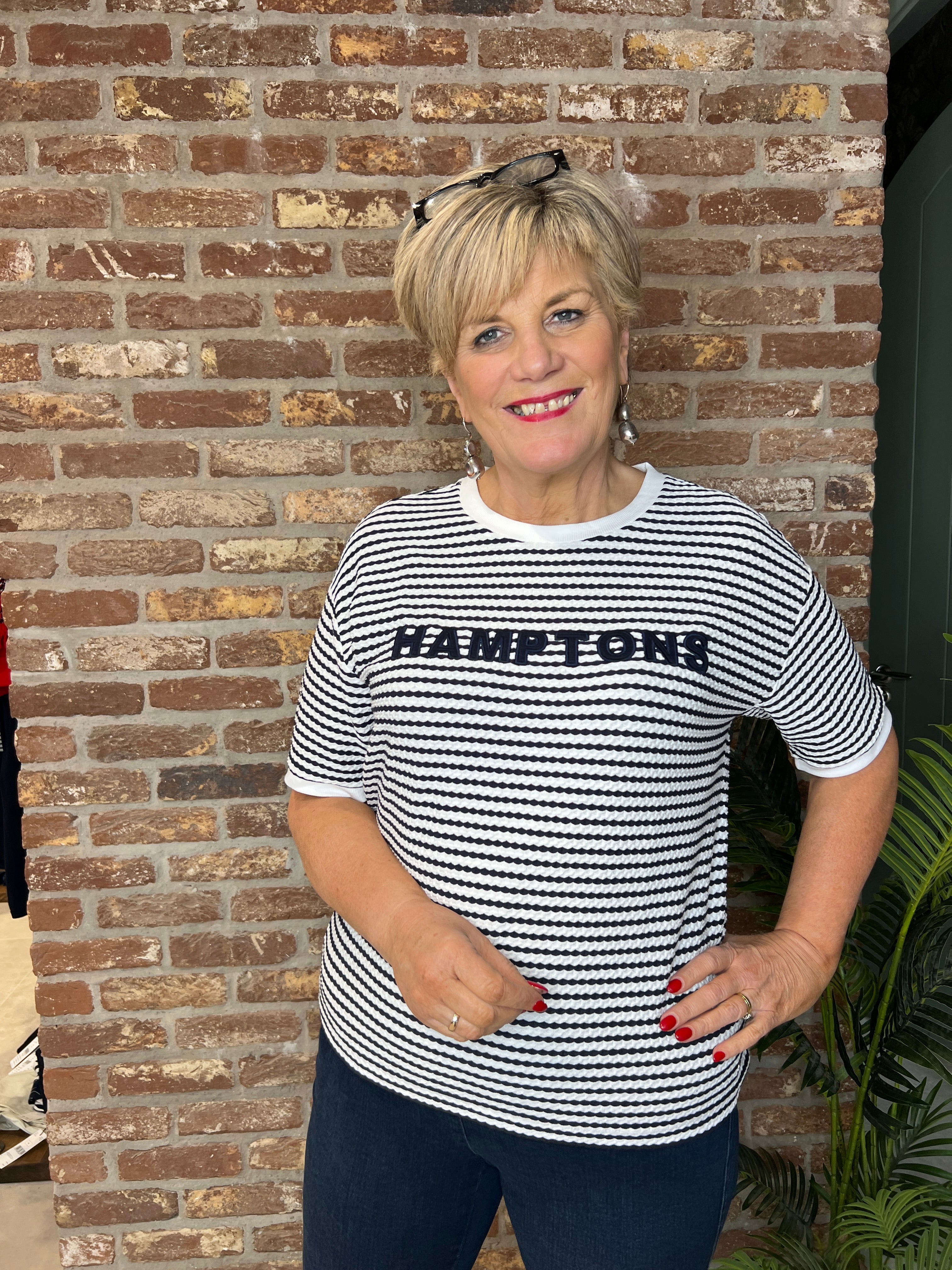 Monari Striped Hamptons Pullover In Marine