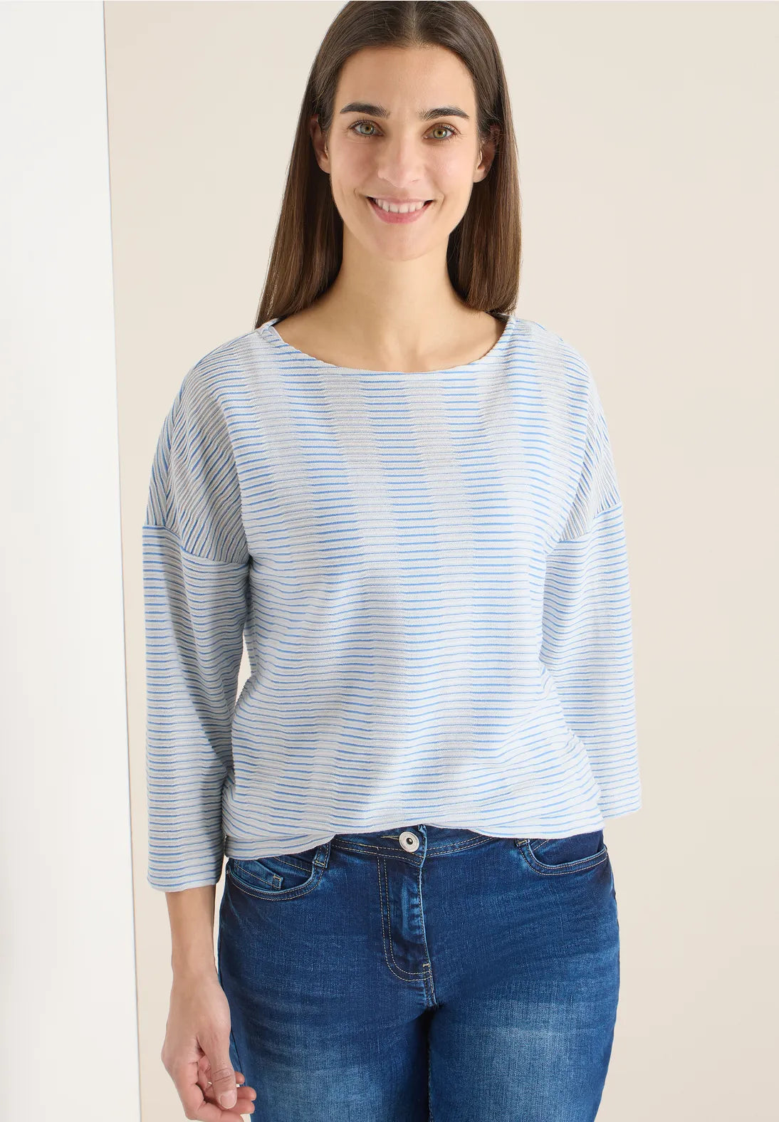 Cecil Wavy Striped Top In Cloud Blue