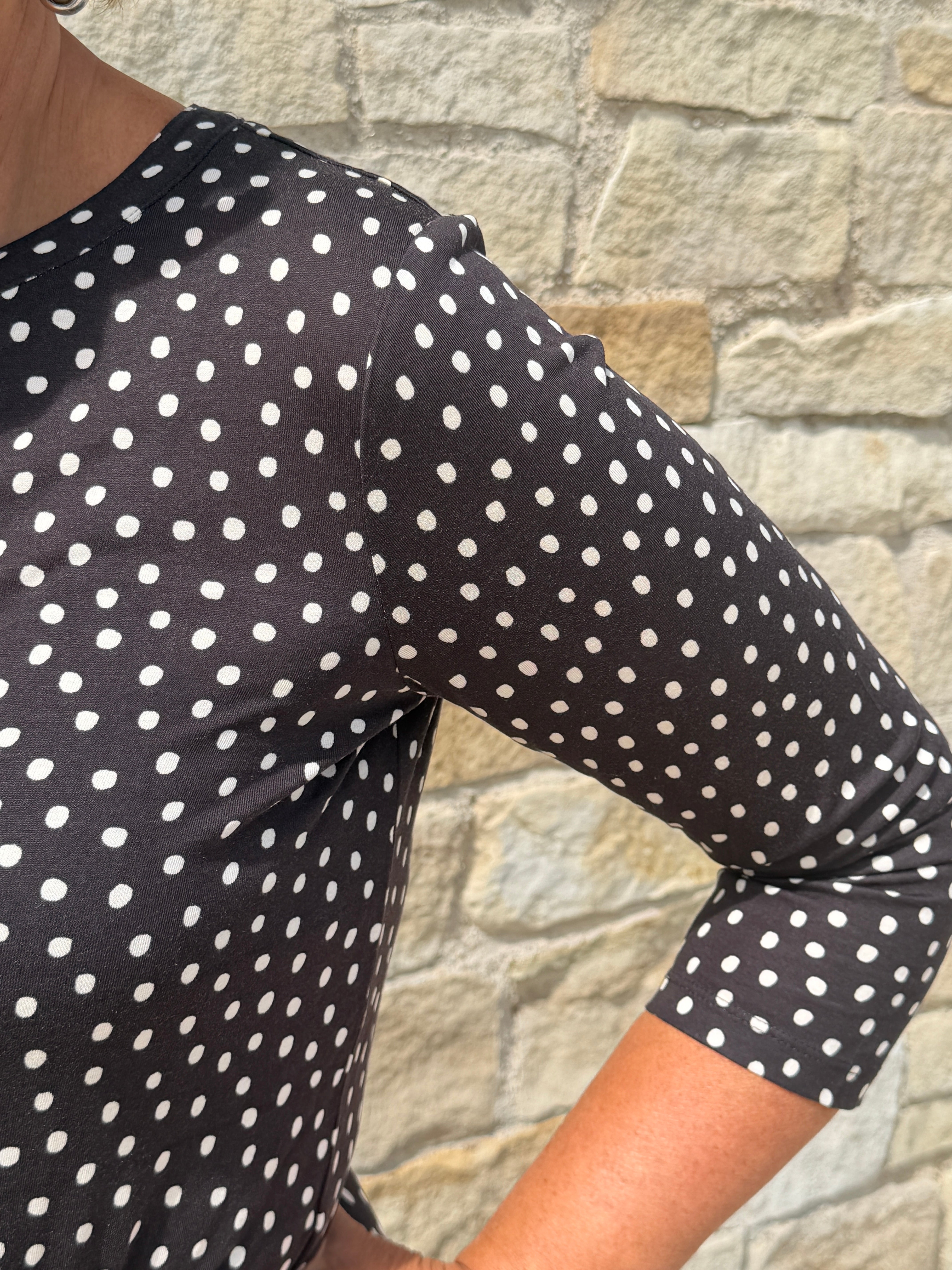 Street One jersey top with split neck In black coffee
