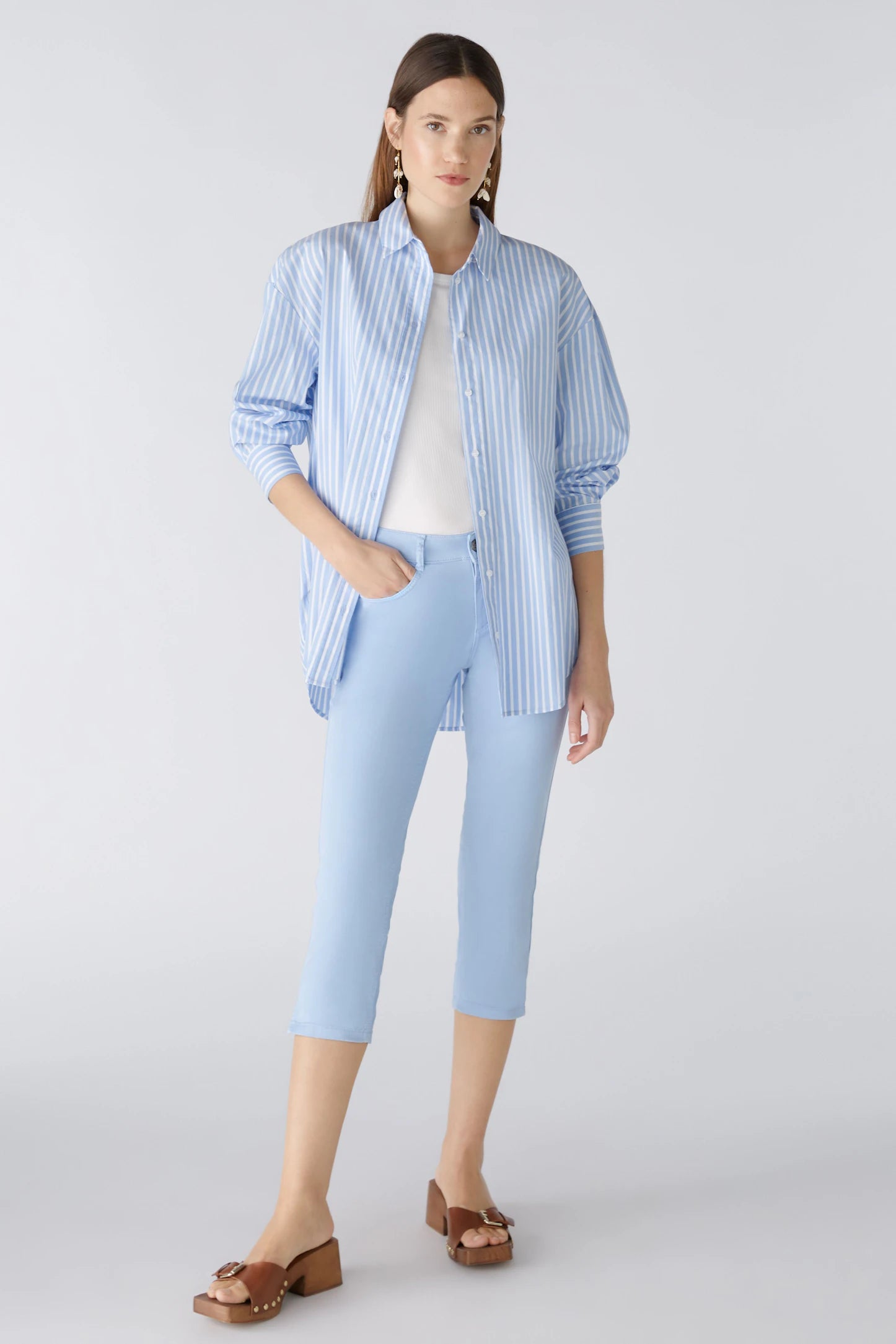 Oui Capri Cropped Jeggings In Light Blue
