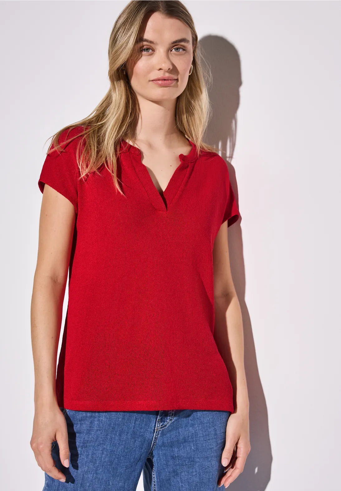 Street One Summer Knit Top In Glory Red