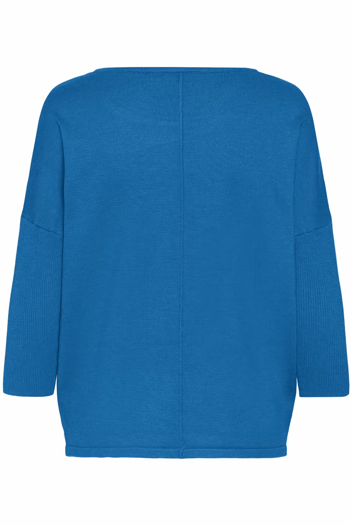 Plain round neck pullover in blue