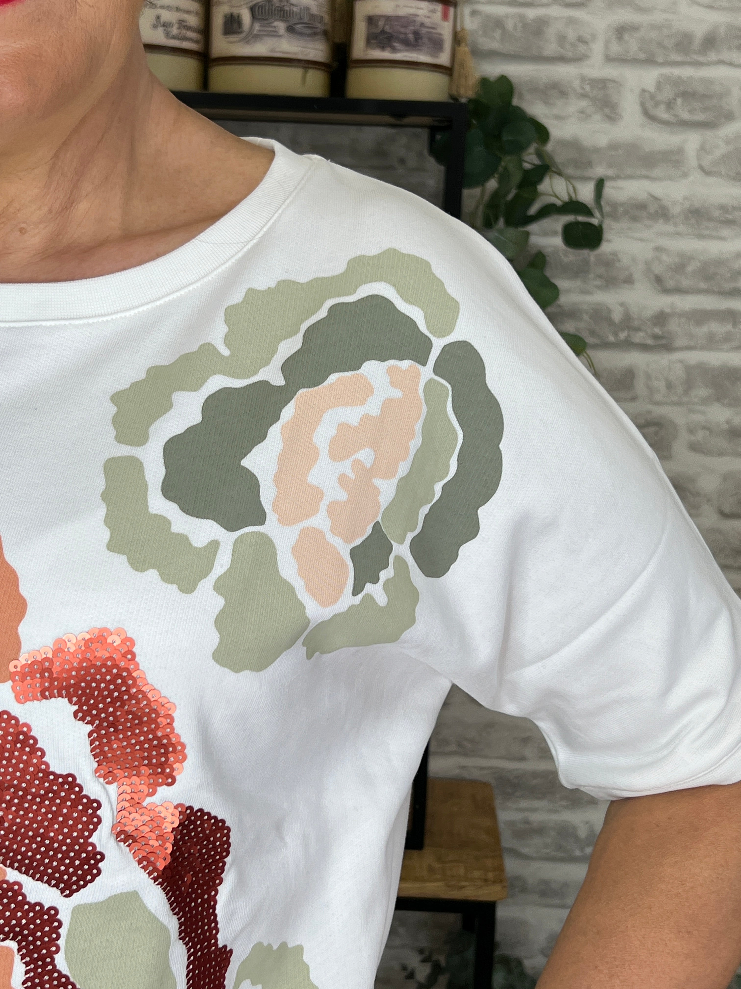 More & More Sweatshirt With Sequence In Off White