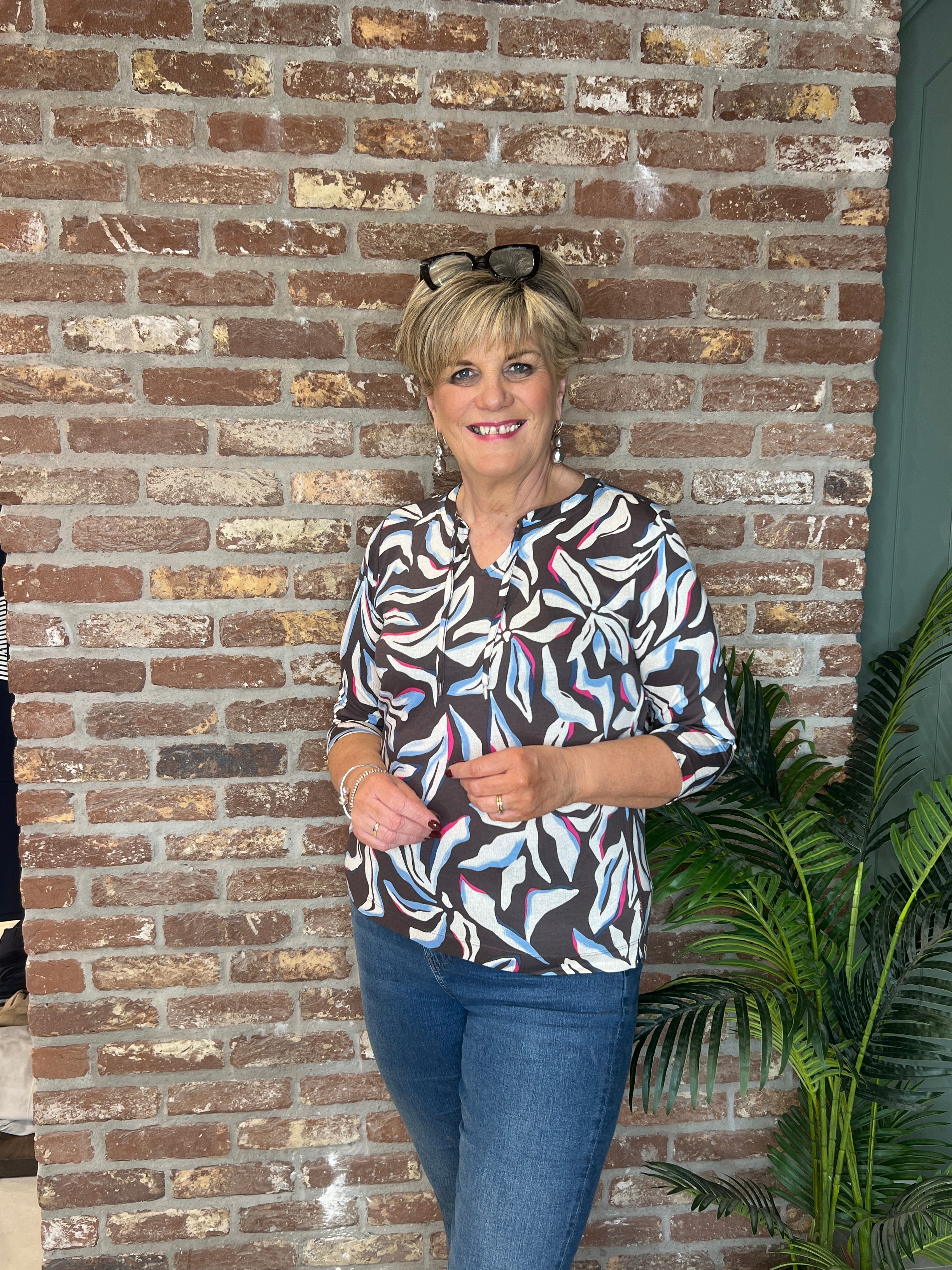 Cecil Multi Top With Tie In macchiato Brown