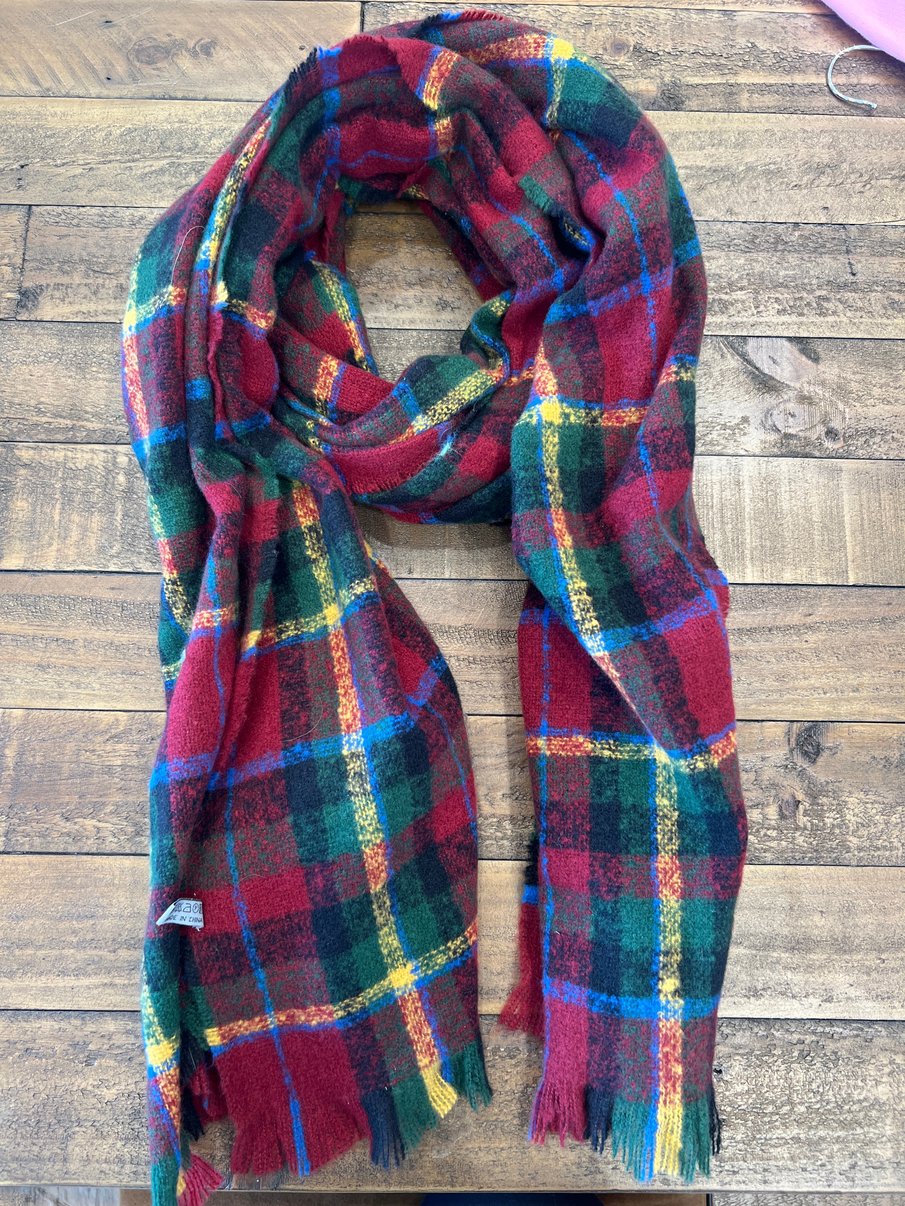 Elsa Tartan Scarf In Red Multi