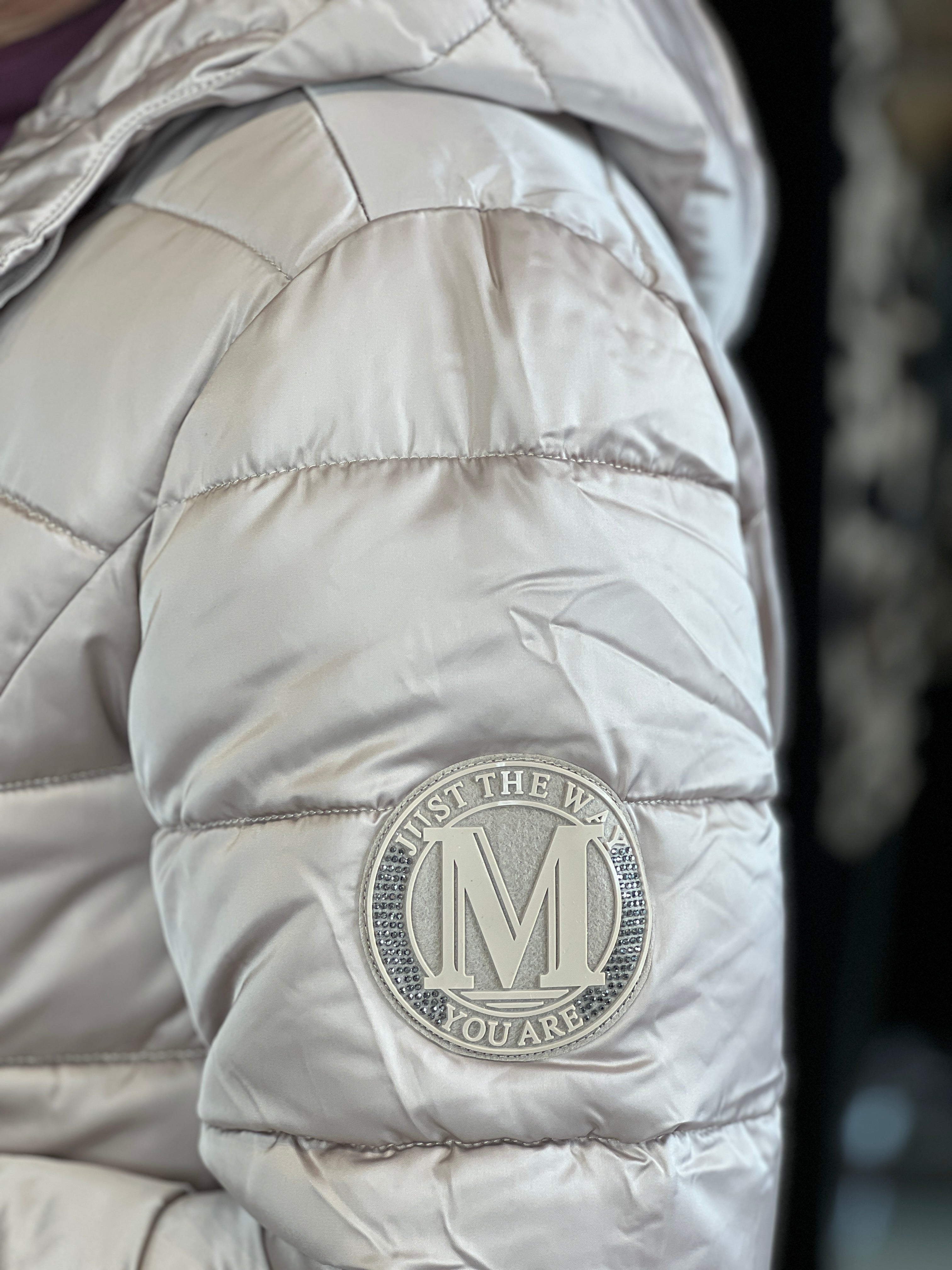 Monari Quilted Coat With Stripes In Truffle