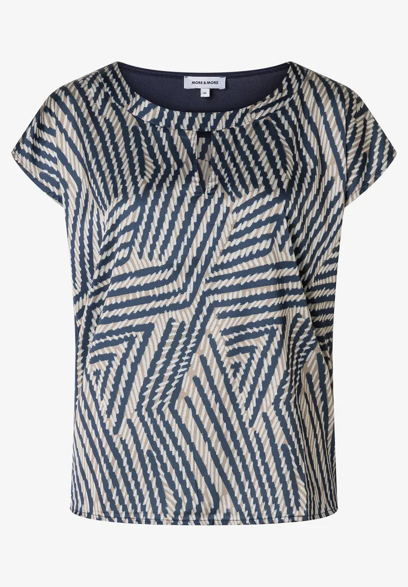 More & More Patch Strokes Blouse In Navy
