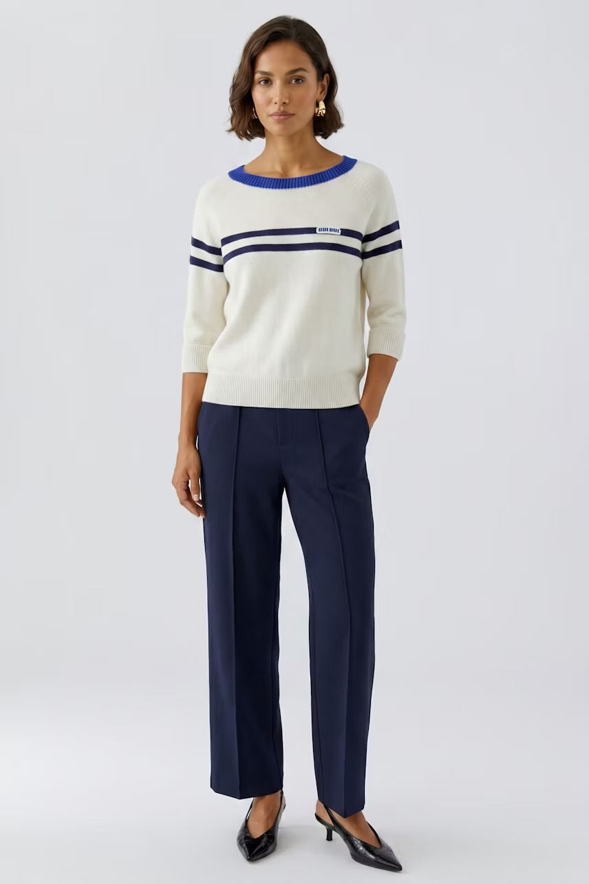 Oui Pullover Jumper In white blue