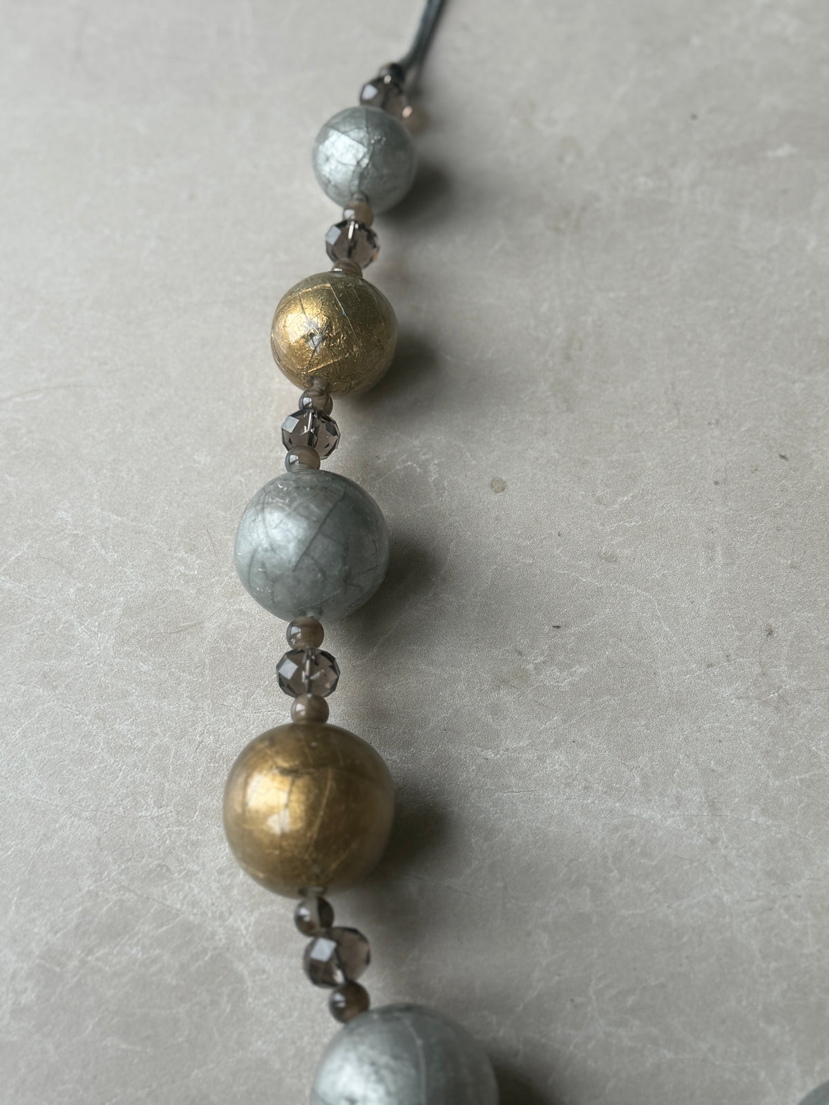 Chunky ball & bead necklace in gold & grey