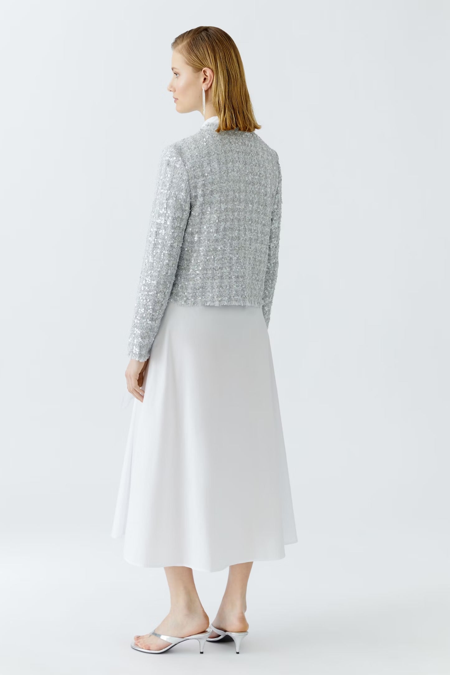 Oui French Style Jacket In Silver
