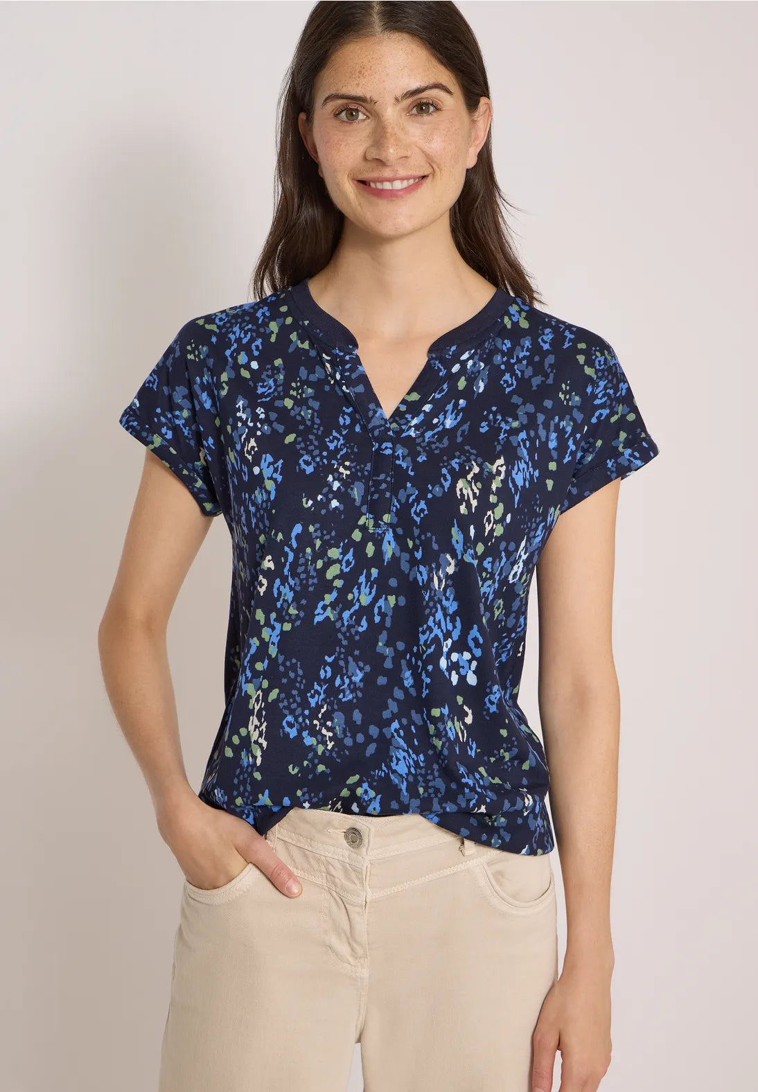 Cecil Minimal Print T-shirt In Urban Dark Blue