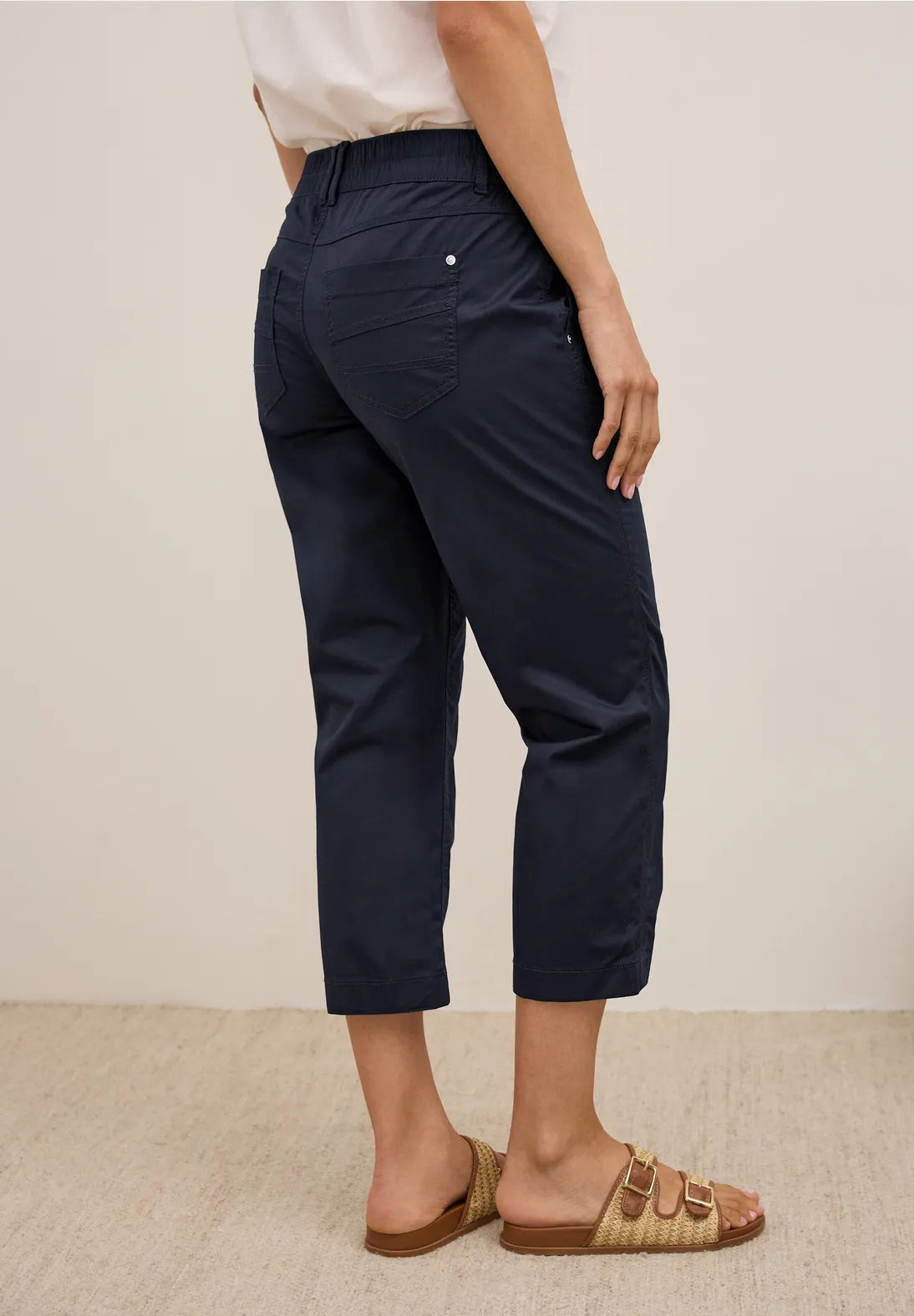 Cecil New York Cropped Trousers In Urban Dark Blue