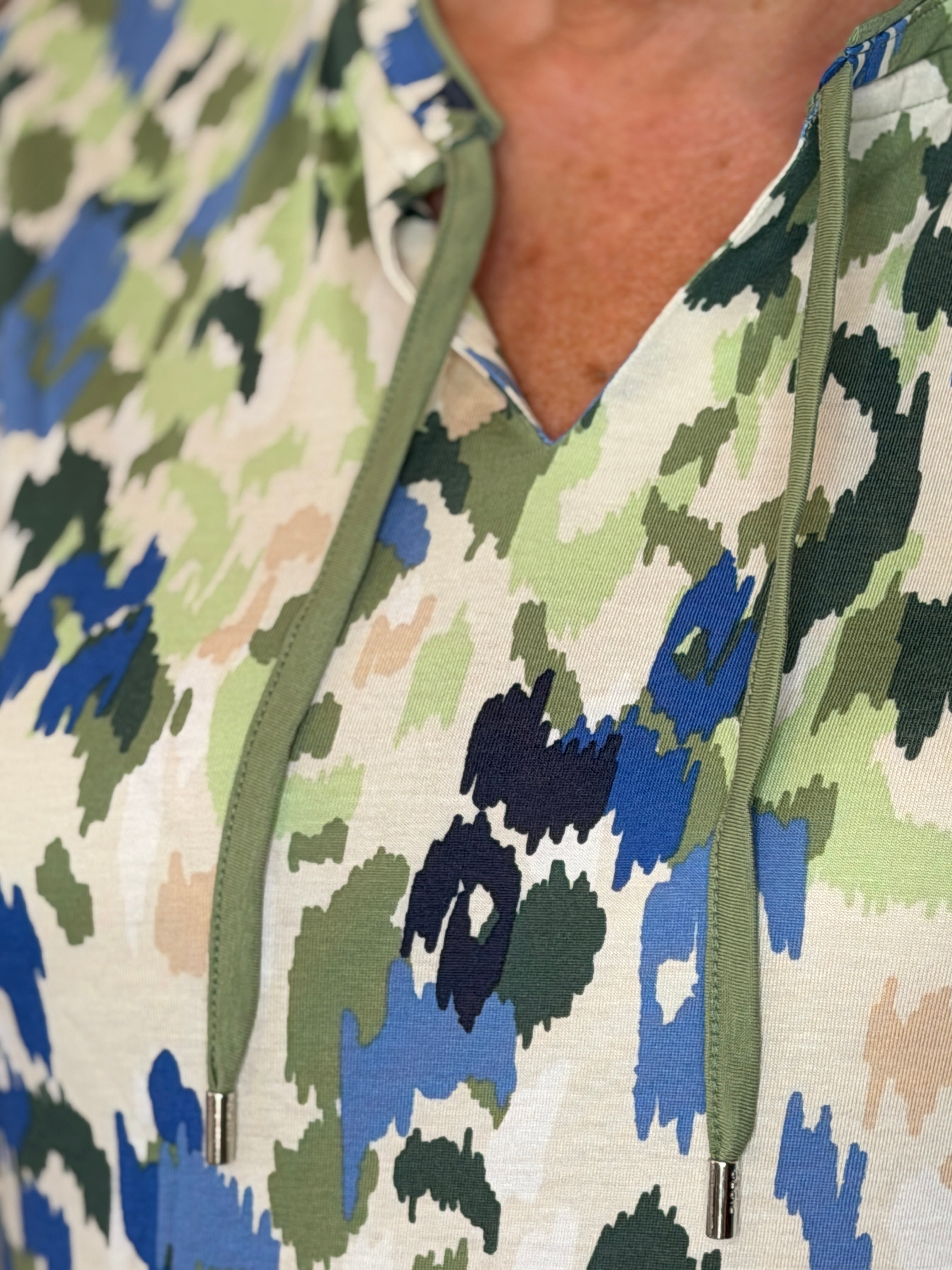 Cecil Patterned T-shirt With Toggles In Cashmere Beige