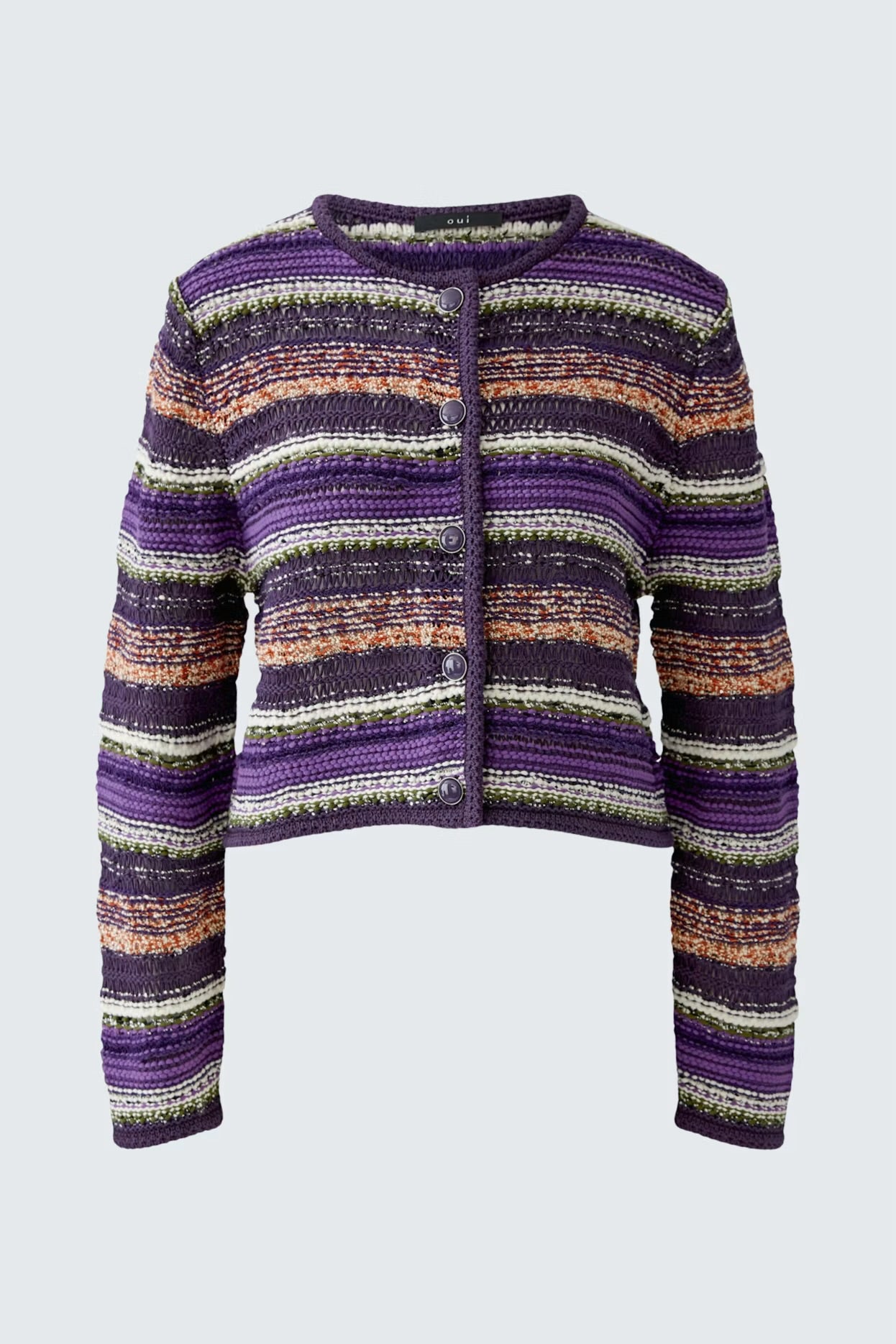 Oui Knit Jacket In Dark Violet Orange