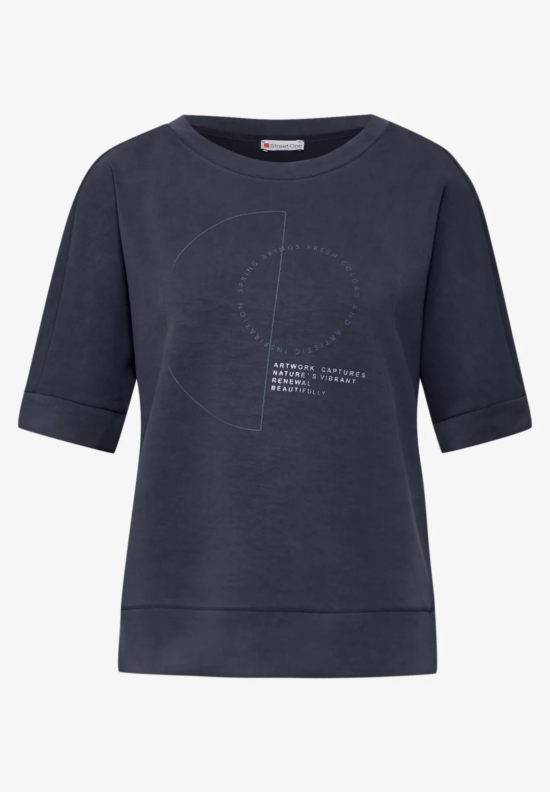 Street One Silk Look Jumper In Deep Tint Blue