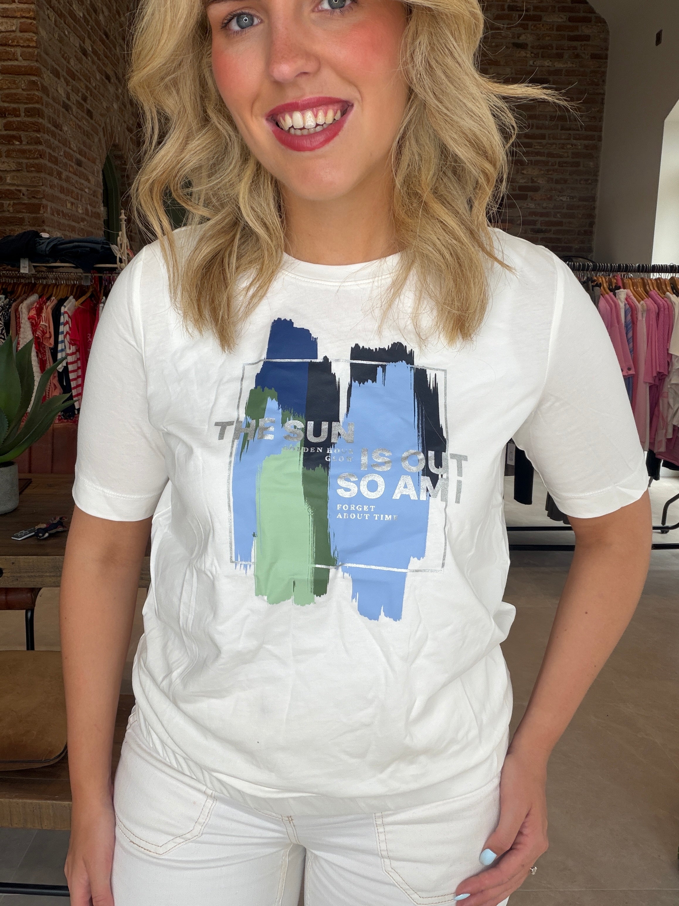 Cecil Multicoloured T-shirt In Vanilla White