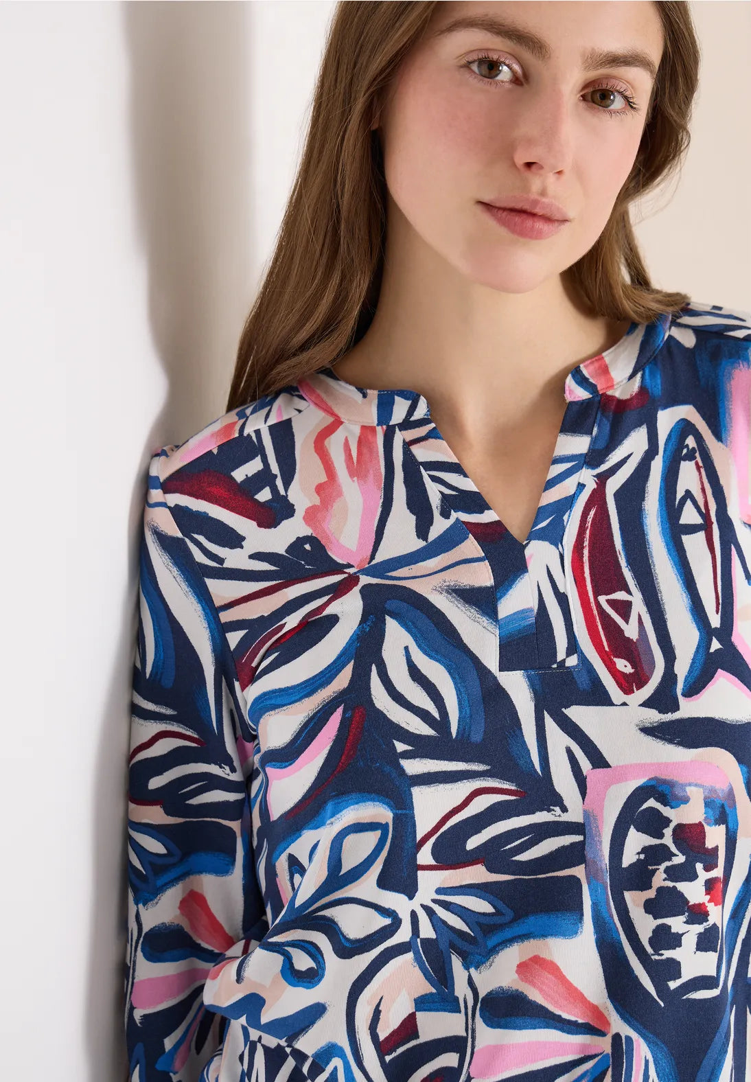 Cecil Multi Top With Tie In Universal Blue