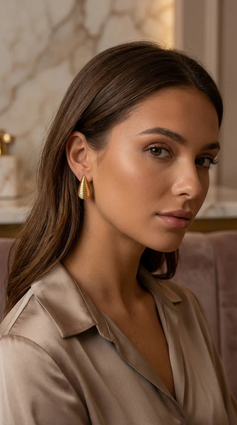 Envy Textured Teardrop Earrings In Gold