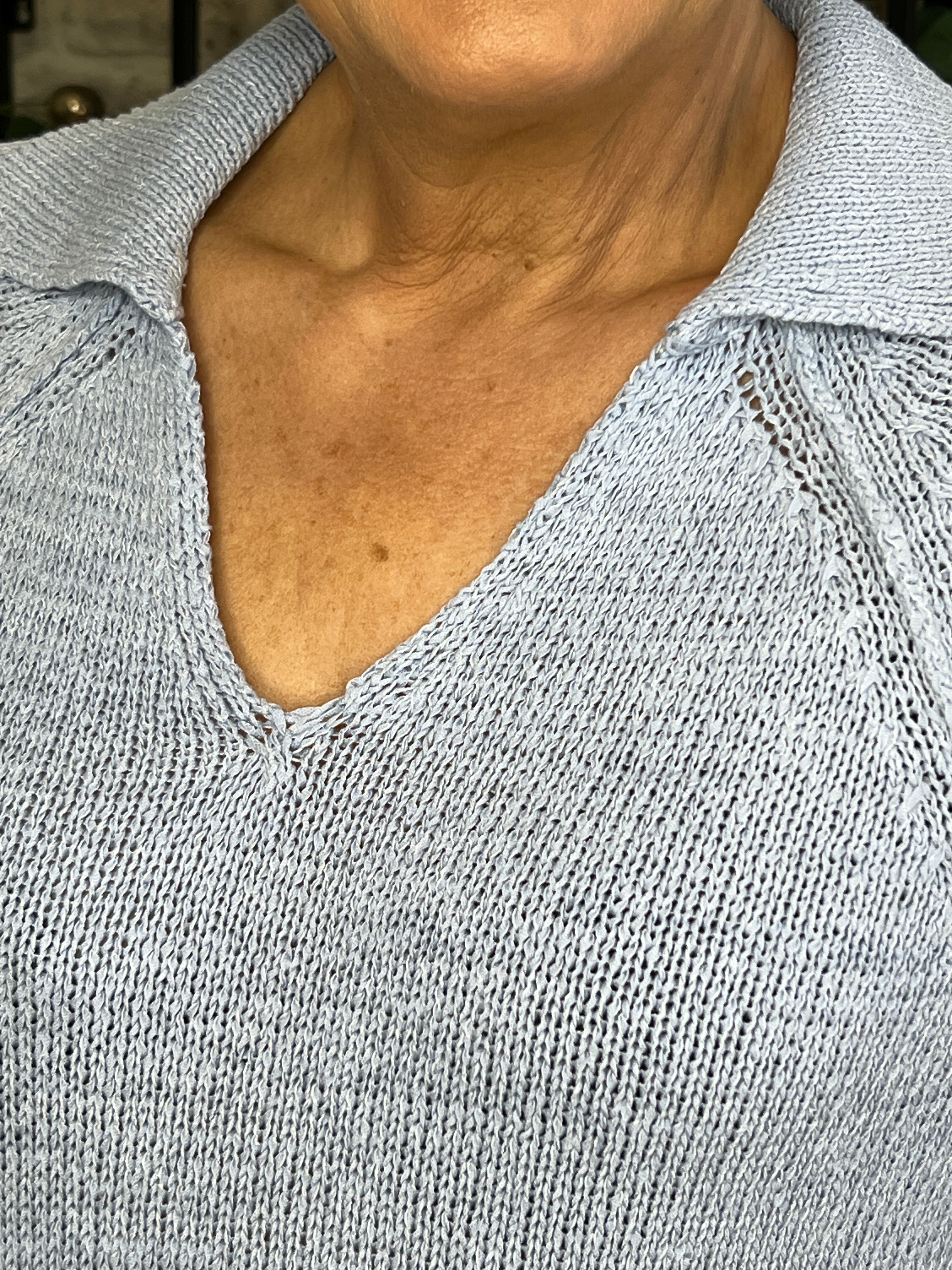 Oui Pullover With Collar In Powder Blue