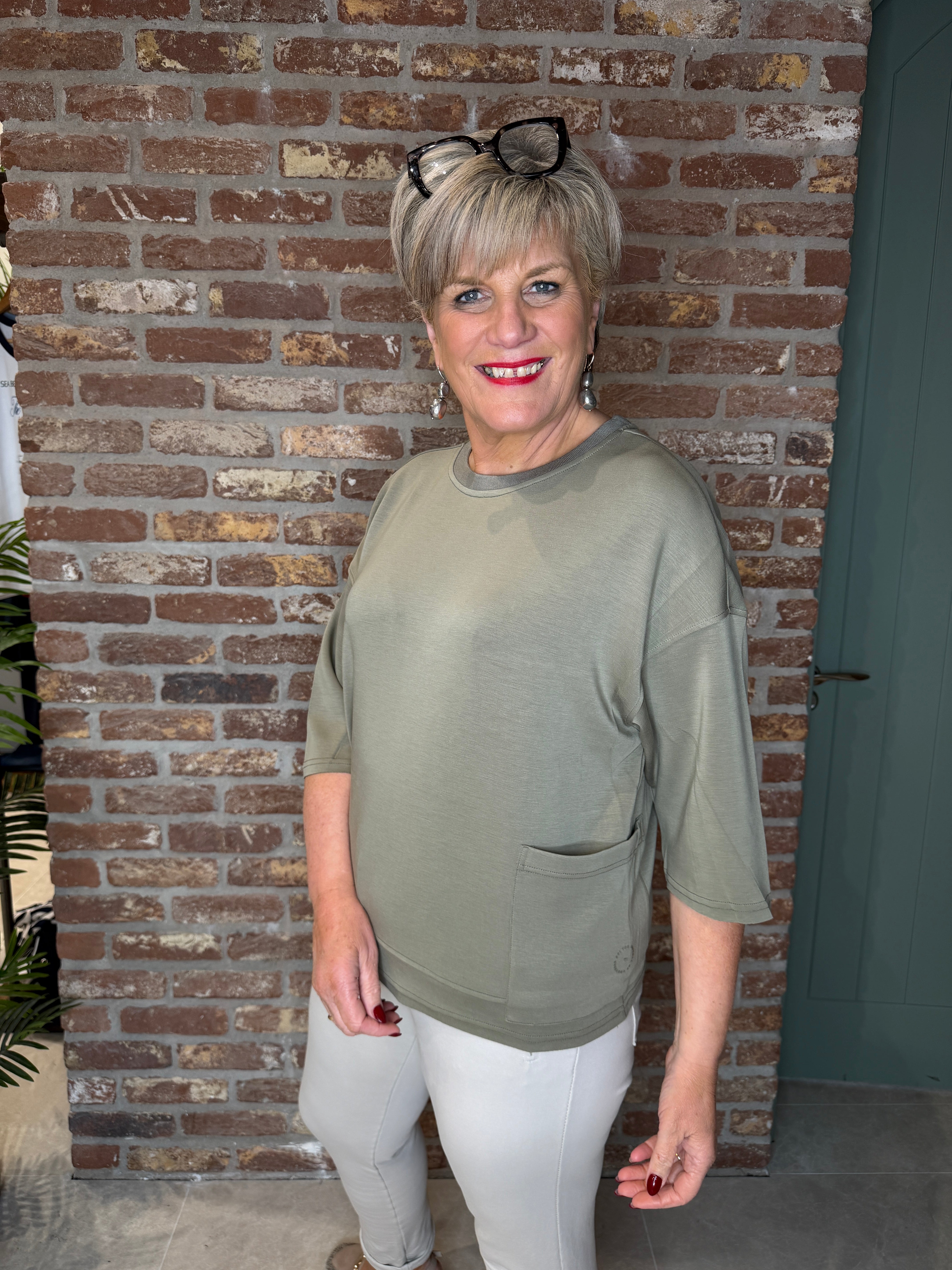 Oui sweatshirt with pocket In Khaki