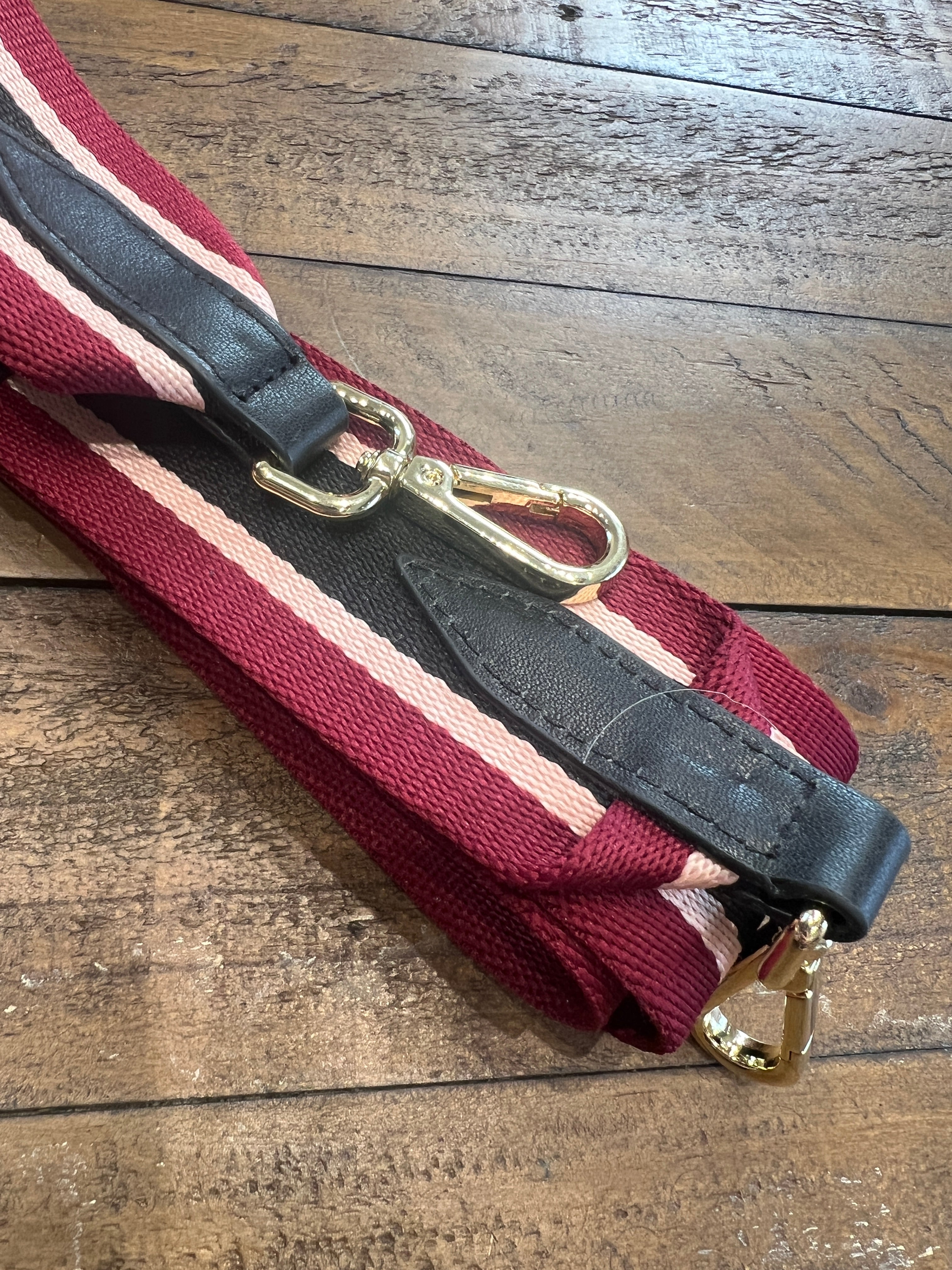 Kerry Crossbody Strap In burgundy, pink & black
