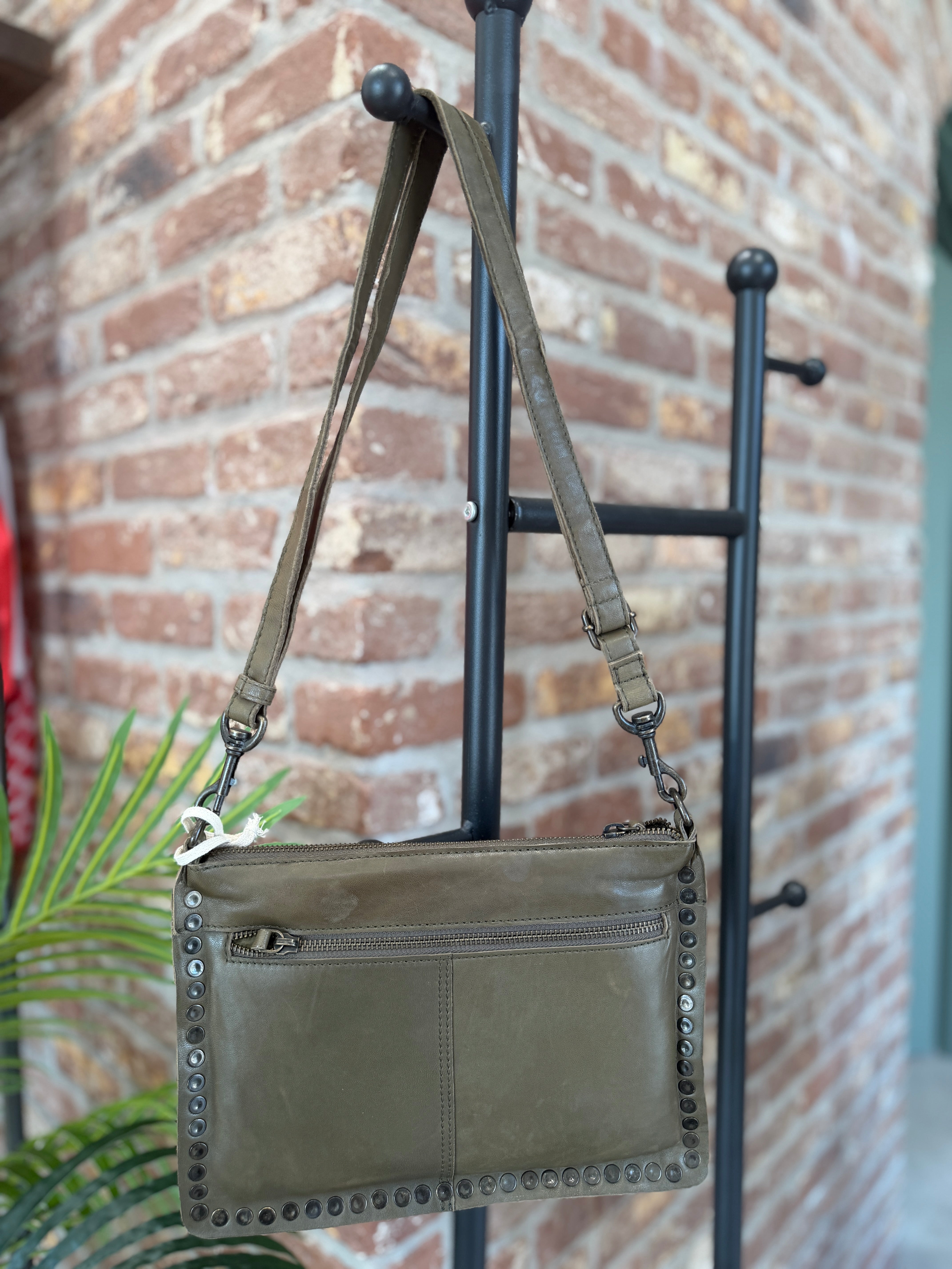 BIBA leather Portland Crossbody bag in Khaki